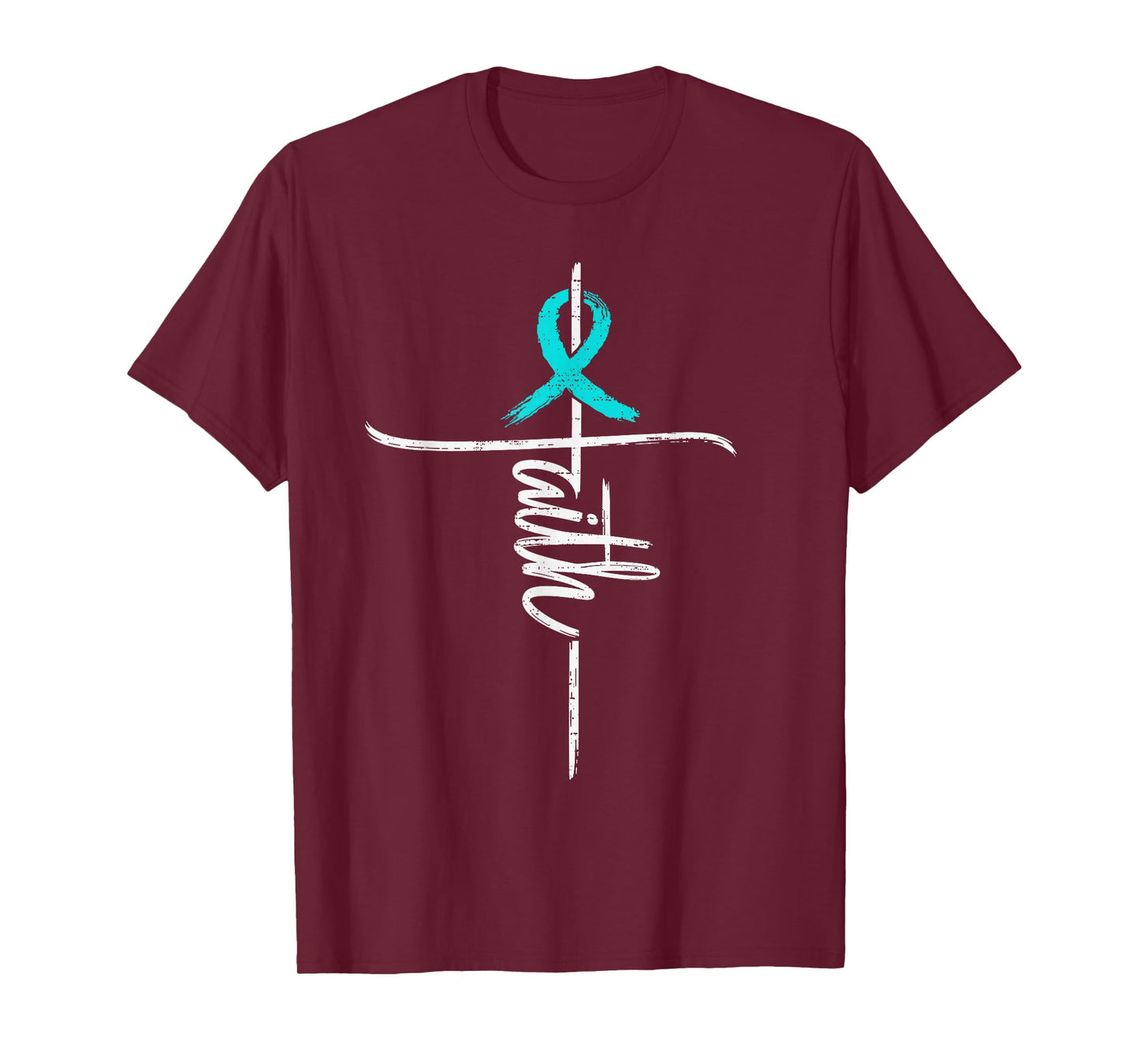 Faith Addiction Recovery Awareness Drug Alcohol Cross Ribbon T-Shirt