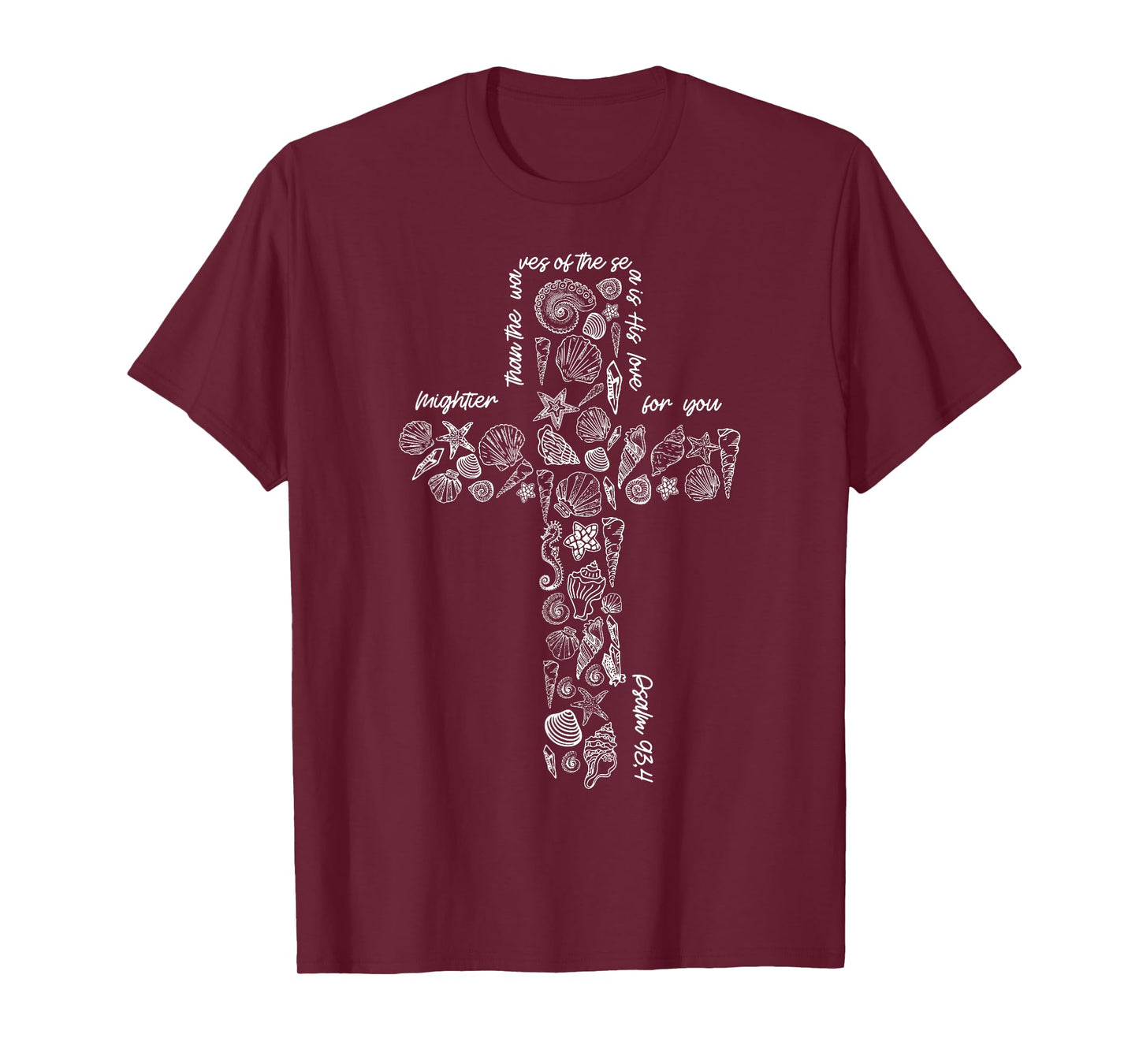 Christian Seashell Style Beach Summer Vacation Faith Cross T-Shirt