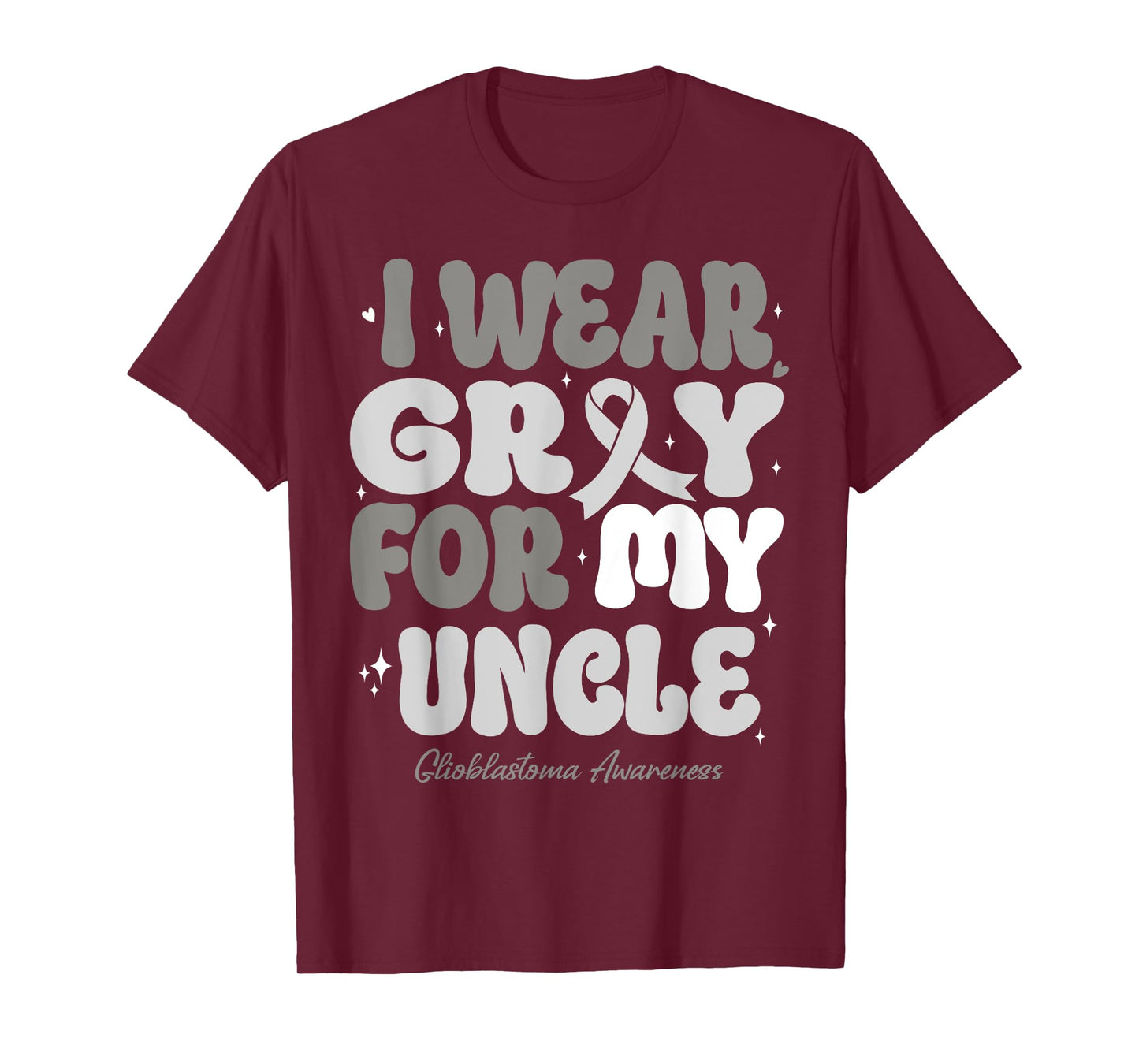 I Wear Gray For My Uncle Glioblastoma Awareness Ribbon Retro T-Shirt
