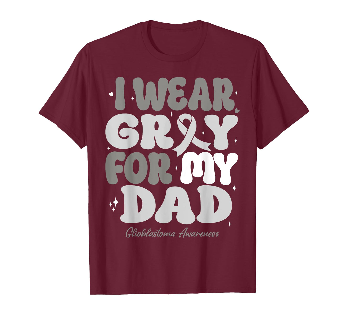 I Wear Gray For My Dad Glioblastoma Awareness Ribbon Retro T-Shirt