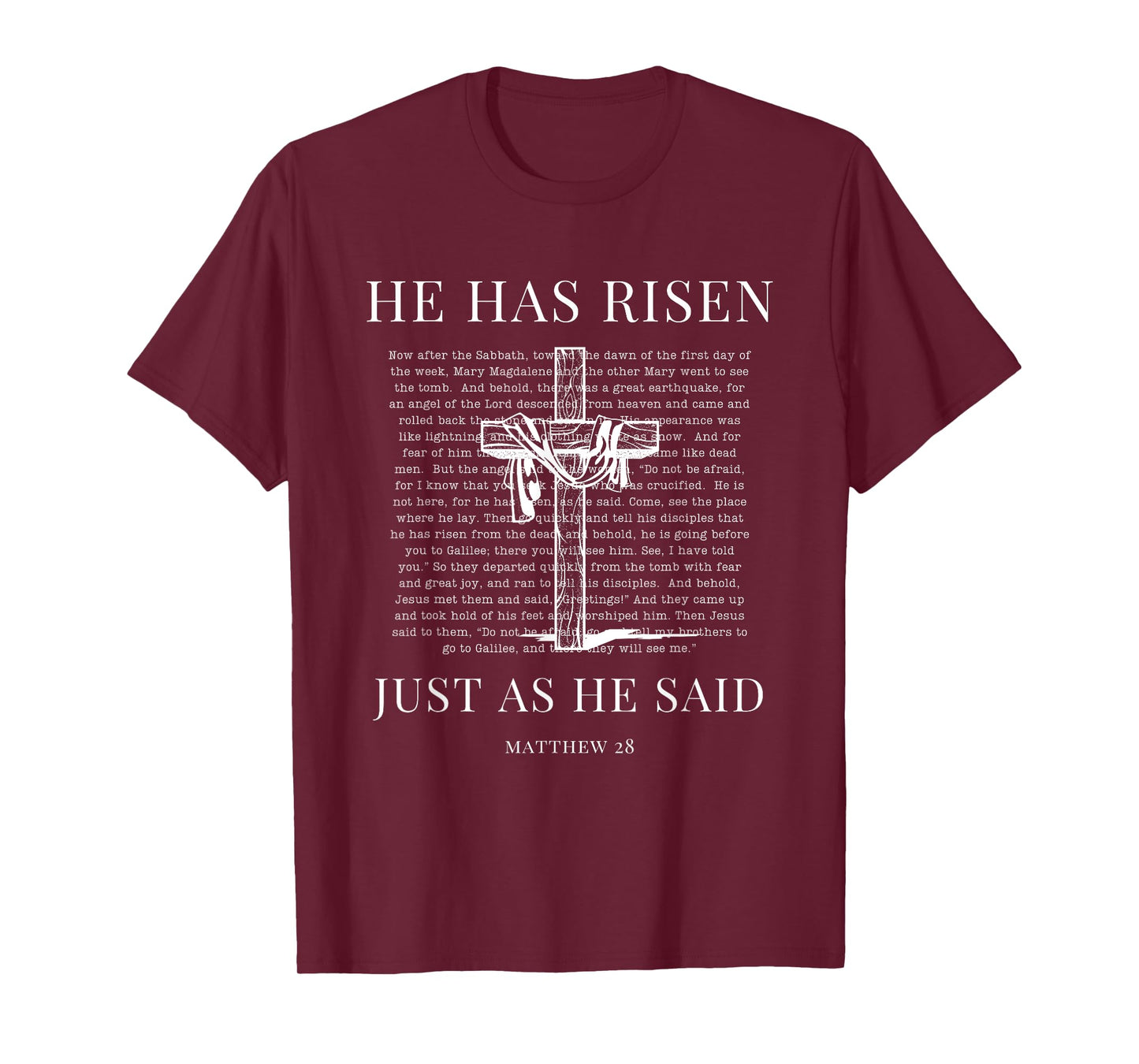 Matthew 28 Jesus Christian Happy Easter Resurrection He Is T-Shirt