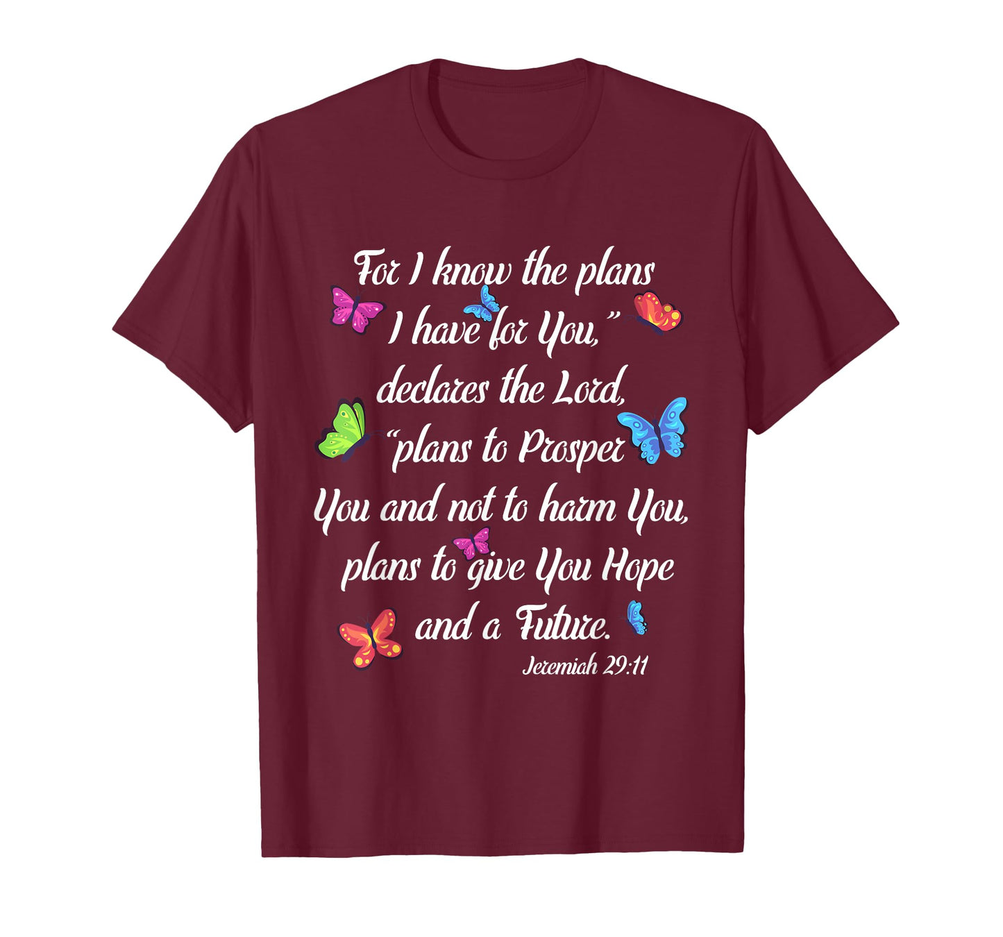 Godly Women Jeremiah 29:11 Christian Bible Verse Butterfly T-Shirt
