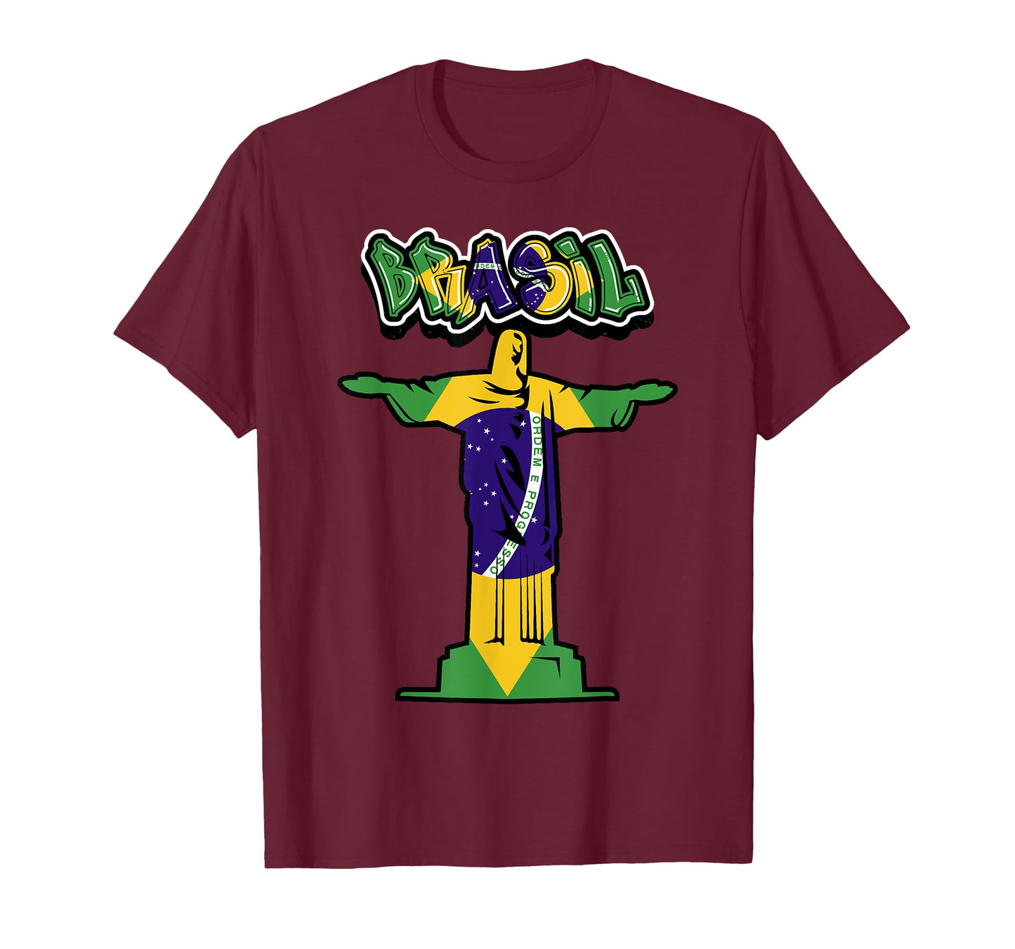 BRASIL - in Graffiti w/ FLAG & Christ The Redeemer Statue T-Shirt