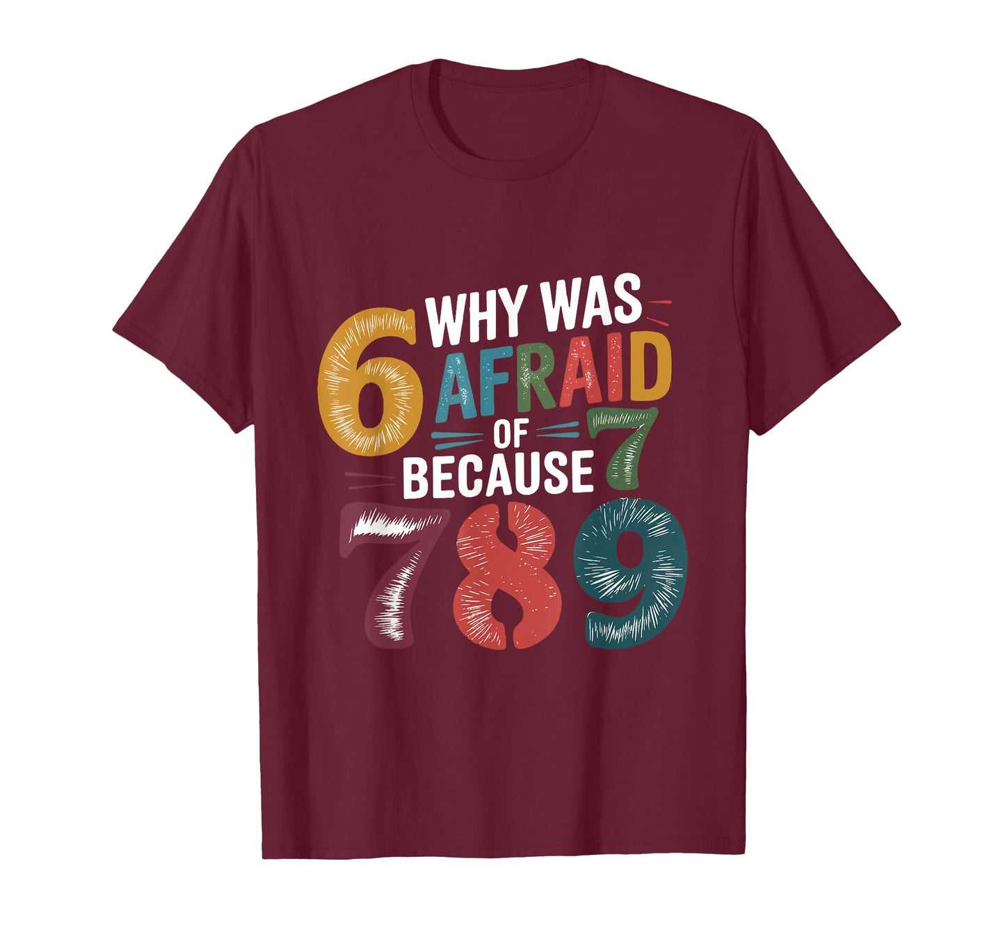 Why was six afraid of seven Because 789 Funny T-Shirt