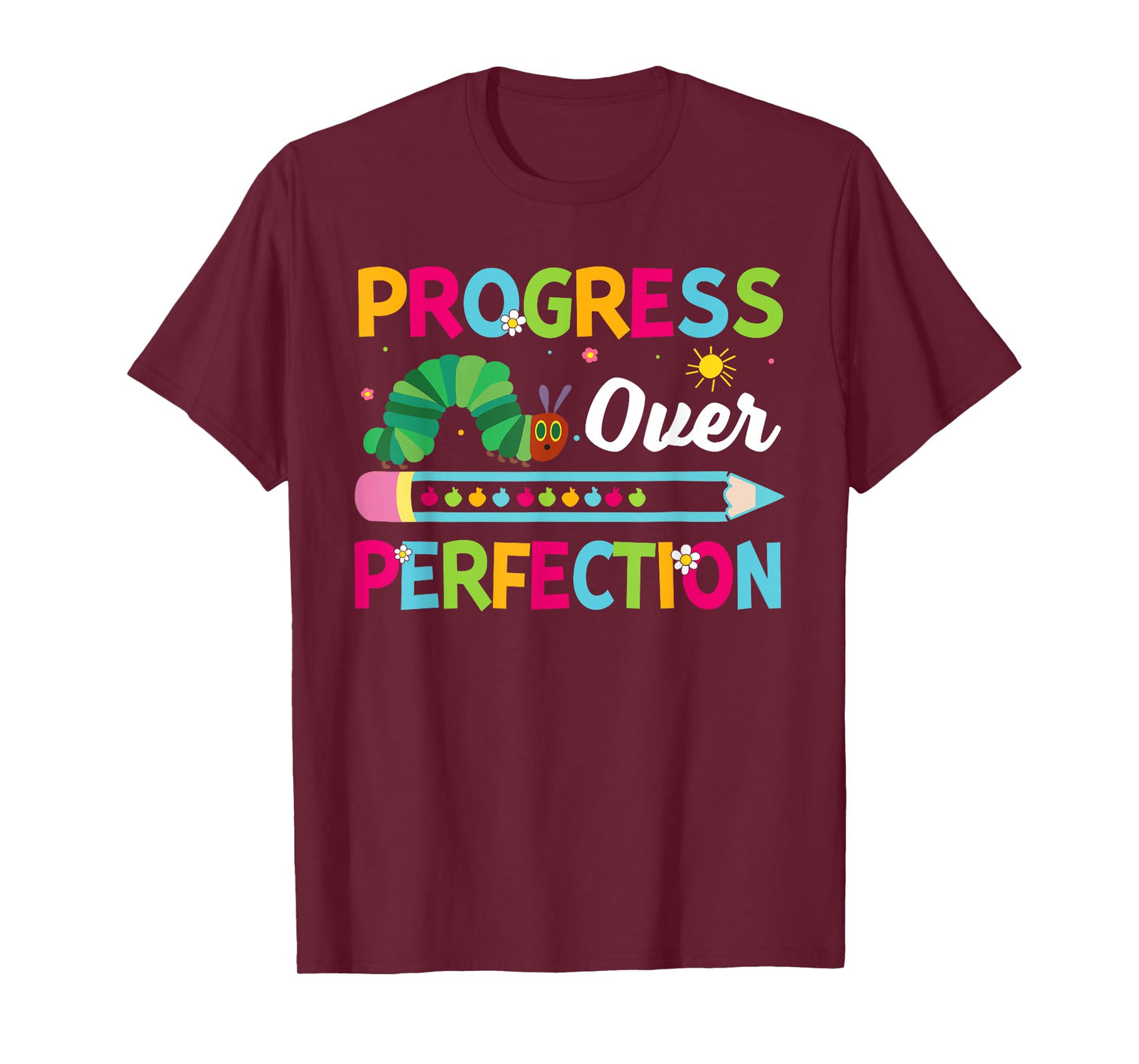 Motivational Progress Over Perfection Back To School Teacher T-Shirt