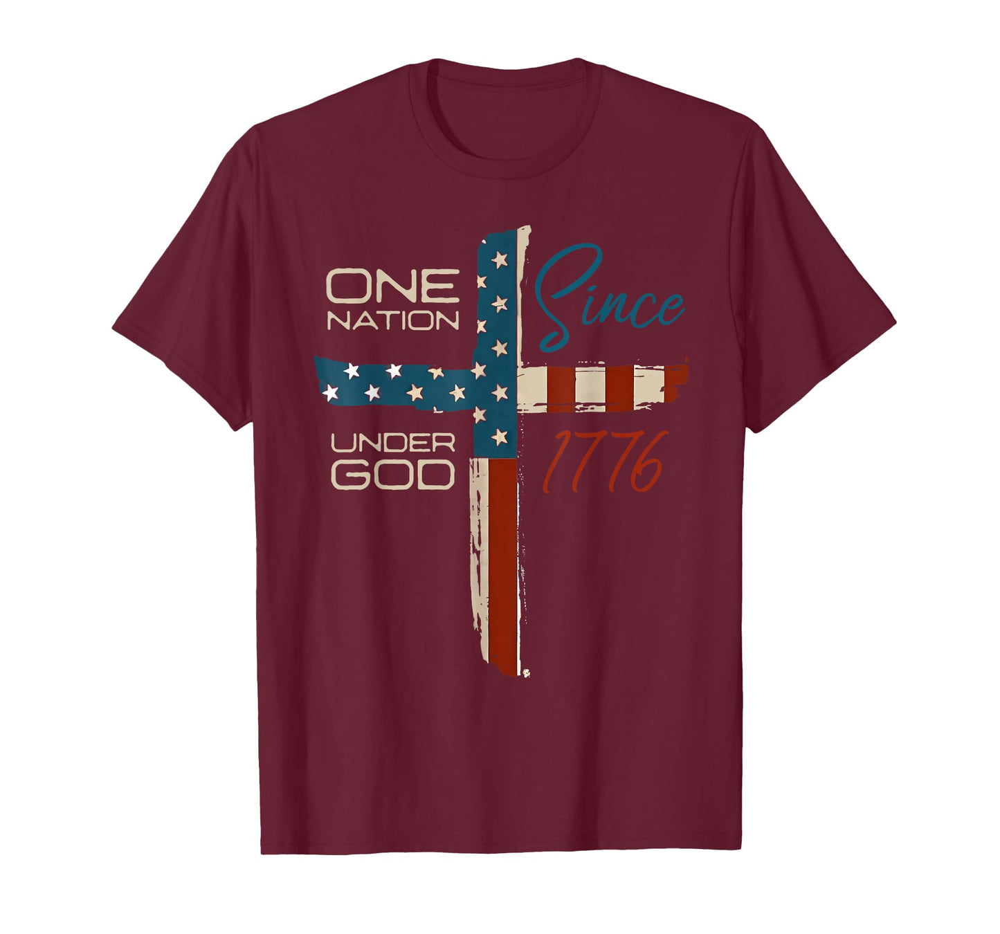 One Nation Under God Flag 4th Of July Patriotic Christian T-Shirt