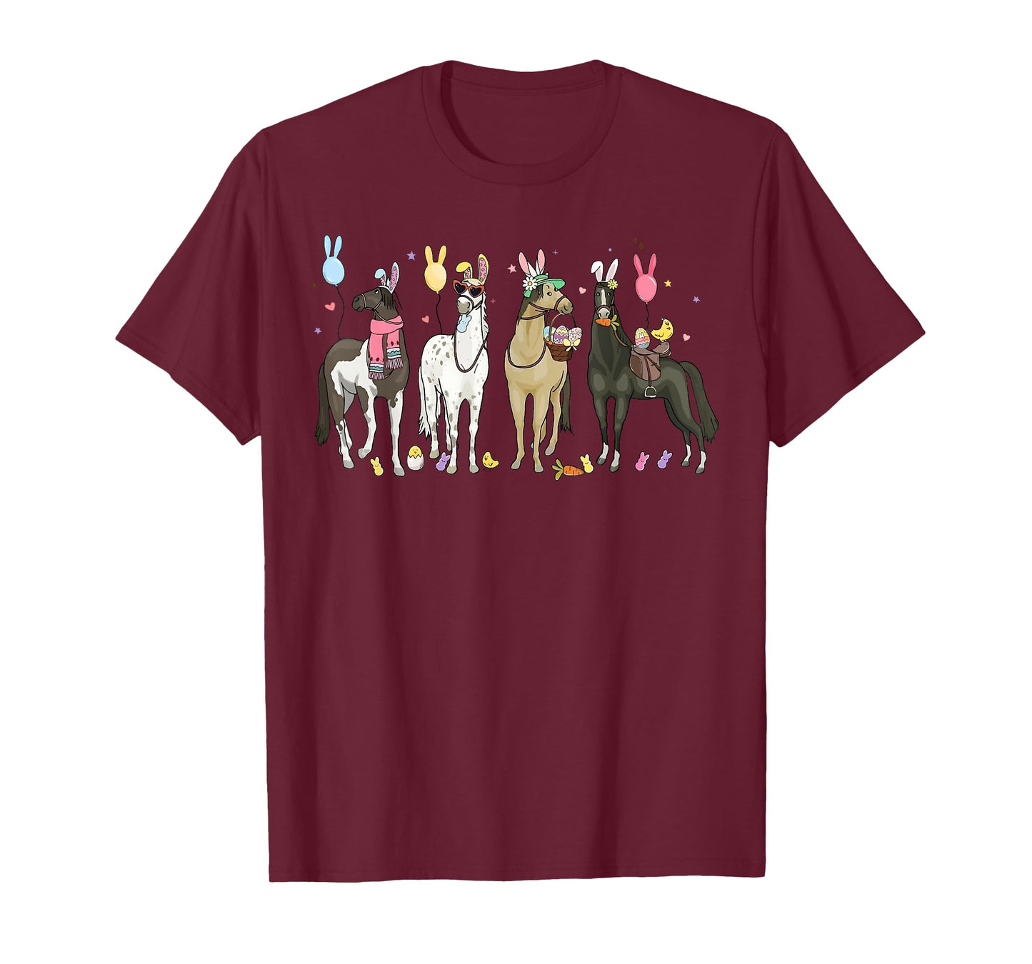 Funny Horse Easter Day Farm Animal Cute Bunny Horse Lover T-Shirt