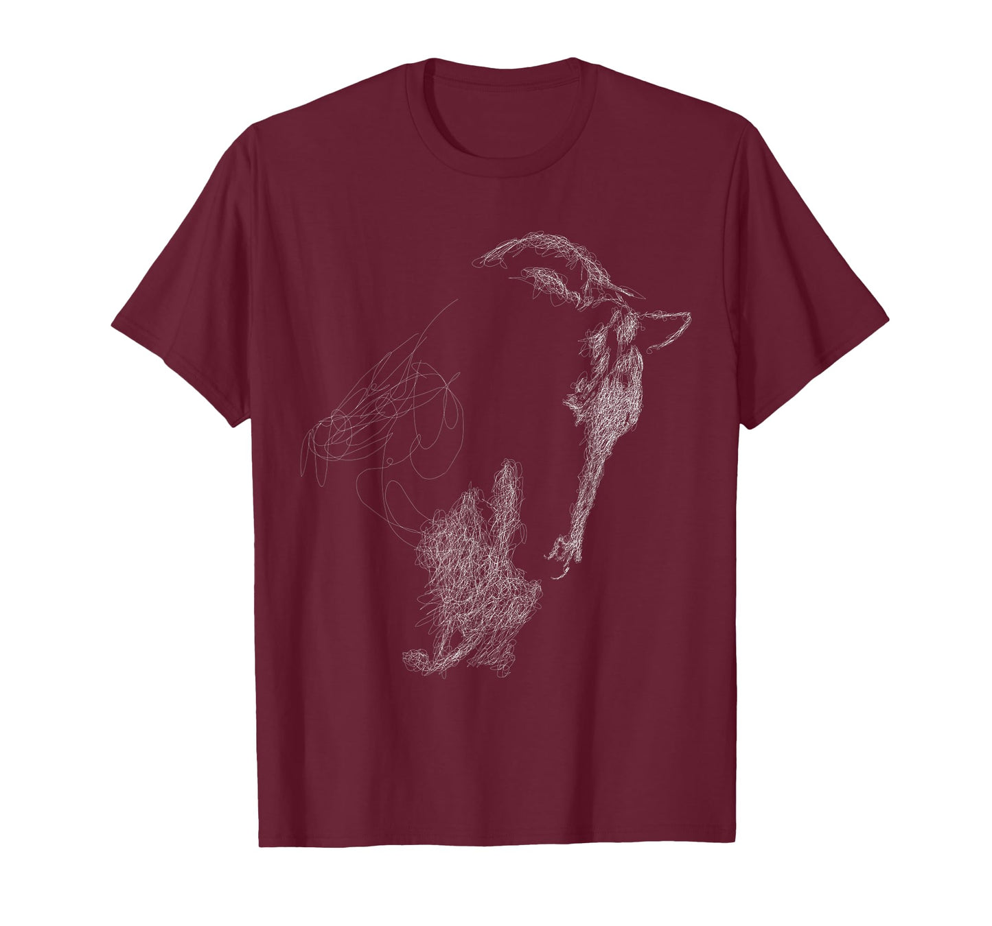 horse head scribble black art face for lover horses taming T-Shirt