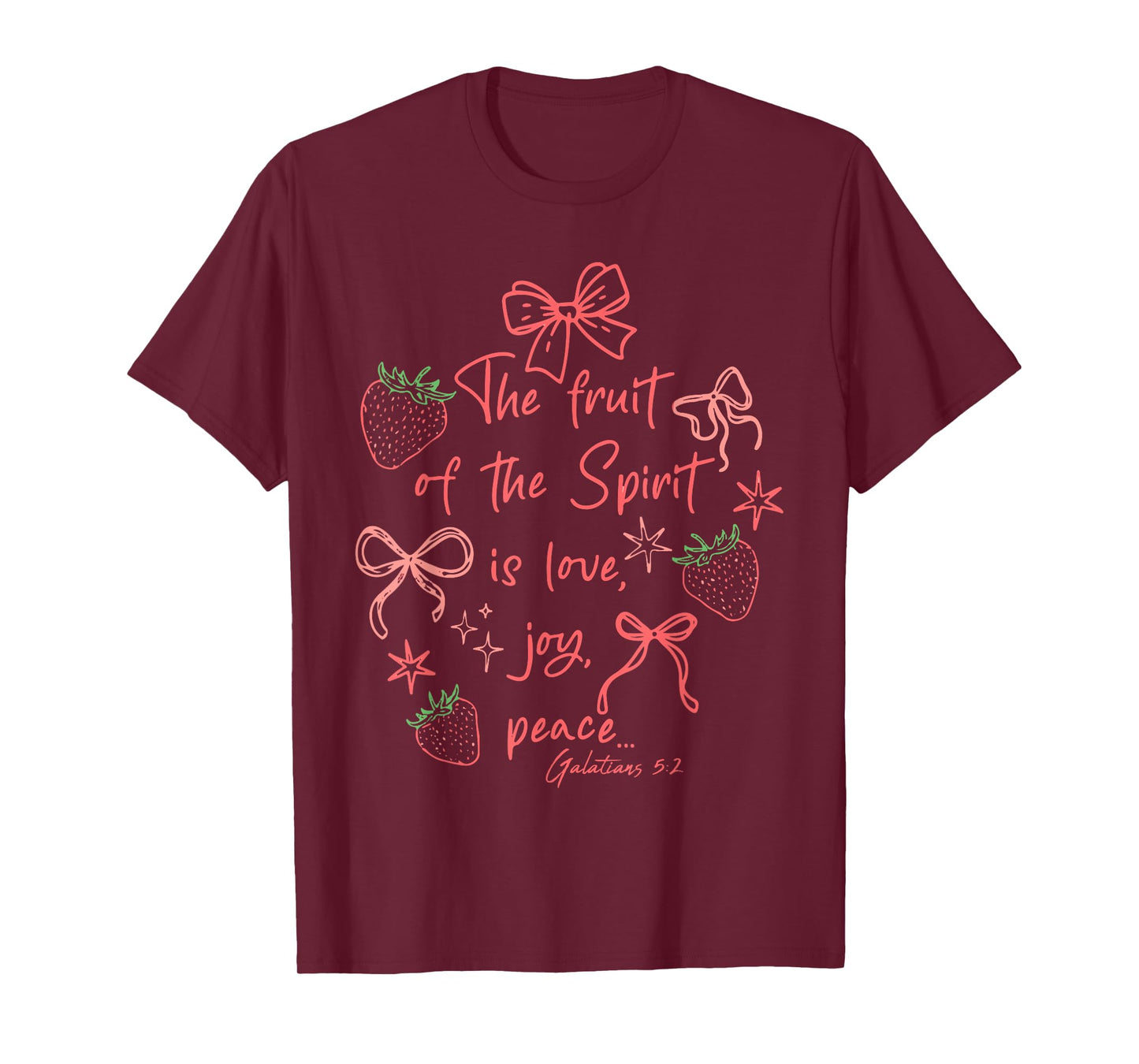 Fruit of The Spirit Galatians 5:2 Christian Strawberry Jesus T-Shirt