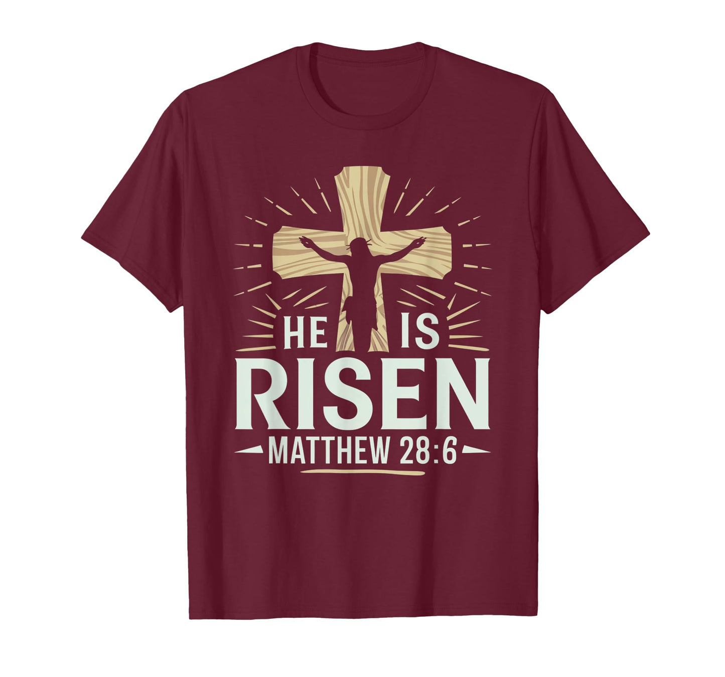 Easter Cross He Is Risen Jesus Christian Men Women Kid Youth T-Shirt