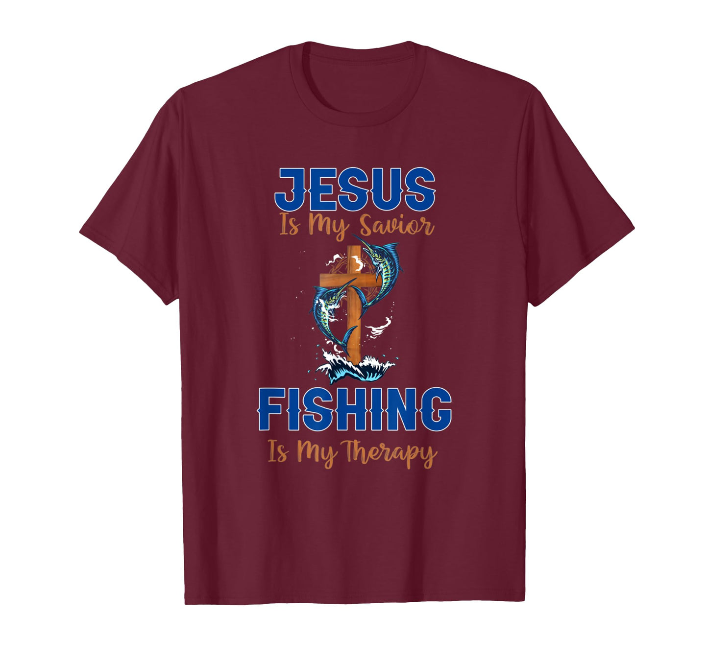 Vintage Jesus Is My Savior Fishing Is My Therapy T-Shirt