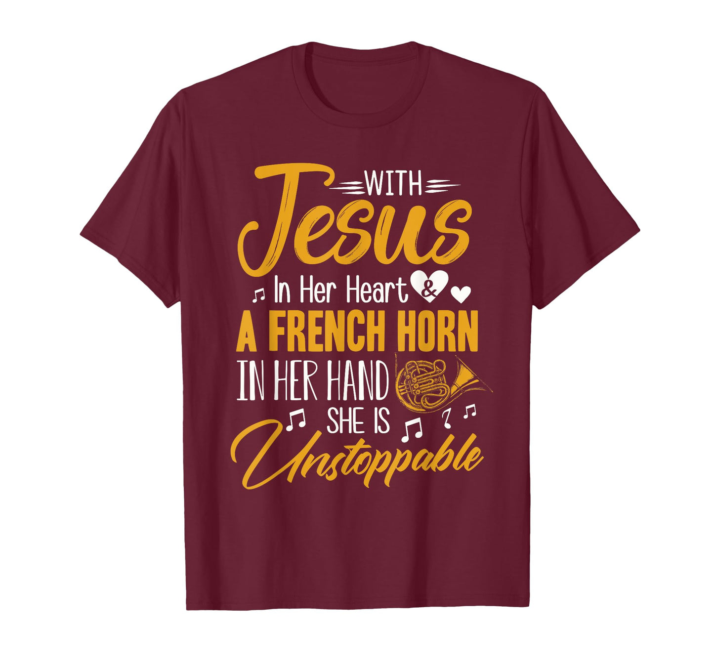 French Horn Shirt With Jesus In Her Heart French Horn Band T-Shirt