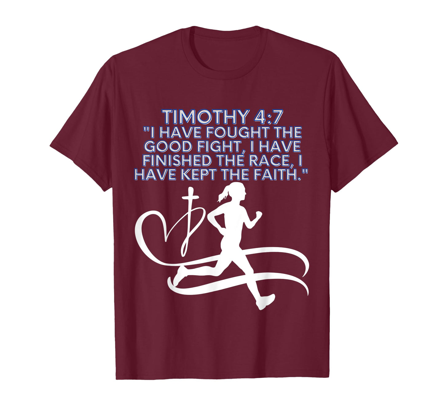 Christian Women Girls Track Cross Country Bible Verse Prayer T-Shirt