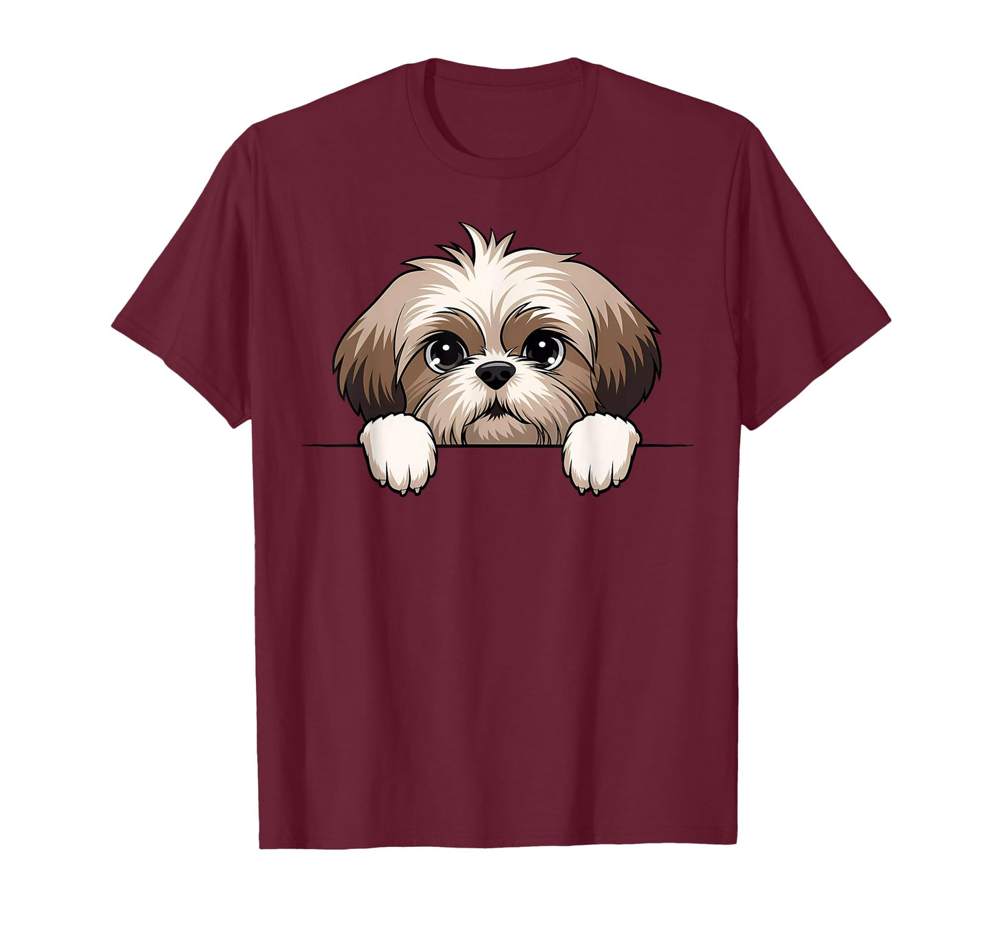 Cute Shih Tzu Peeking Puppy Funny Dog Lover Women Men Kids T-Shirt