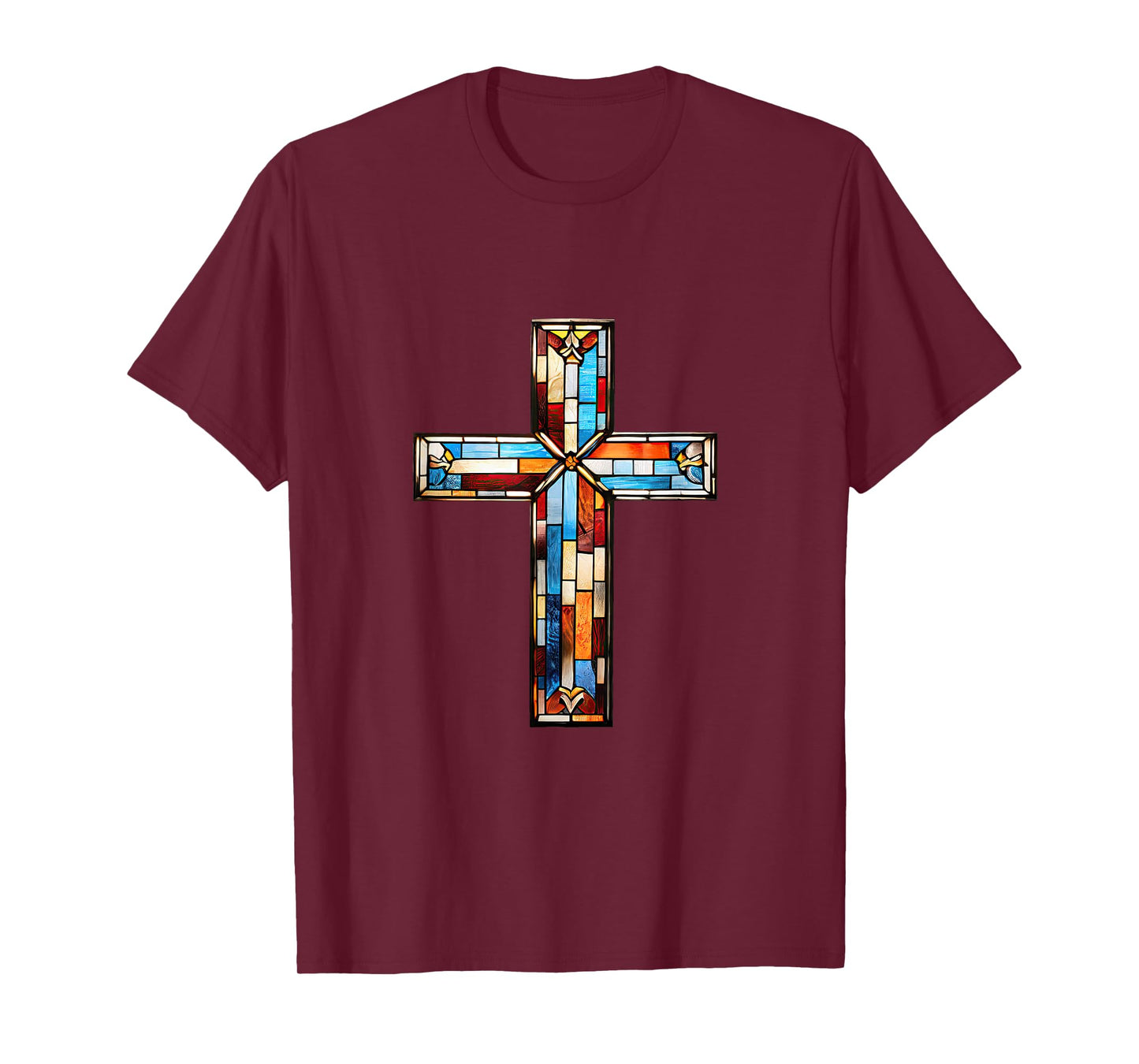 Christian Jesus Stained Glass Cross T-Shirt