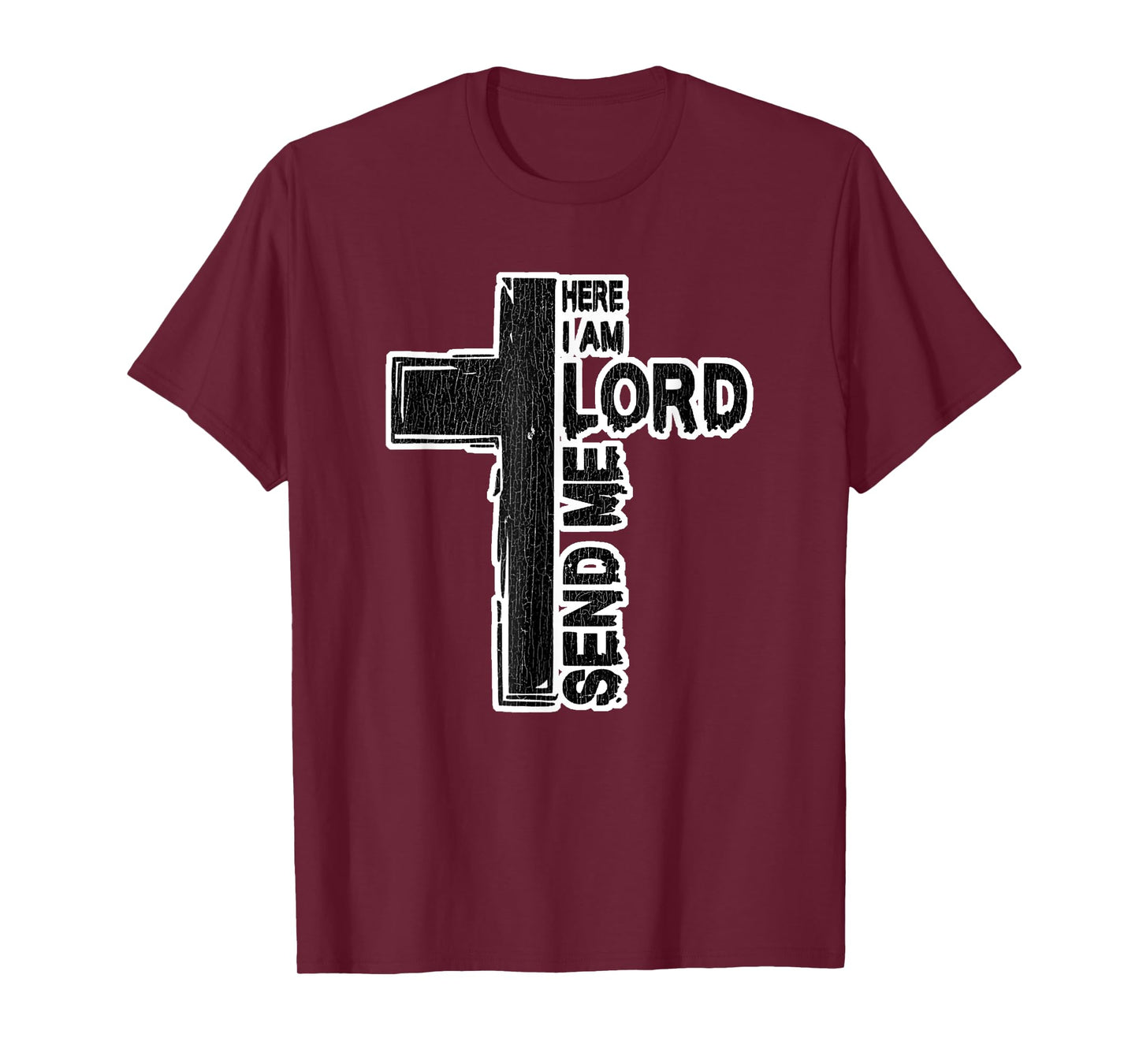 Vintage Here I Am Lord Send Me Christ Cross Jesus Bible T-Shirt