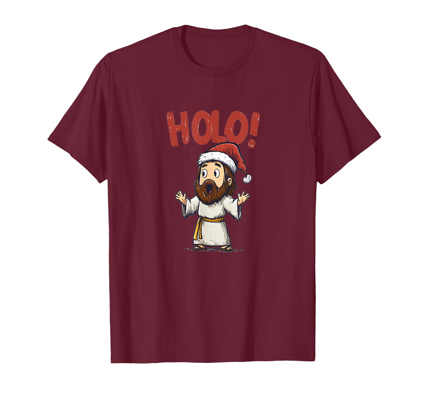 Funny Cartoon Jesus in Christmas Look Costume T-Shirt