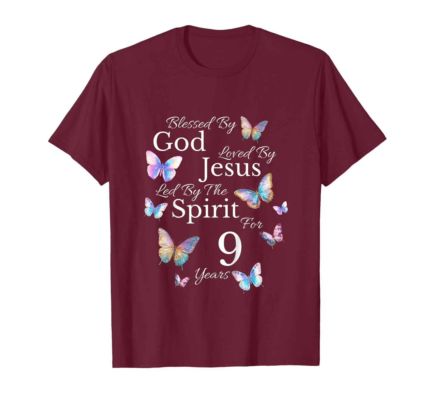 Kids Blessed By God Loved By Jesus For 9 Years Old 9th Birthday T-Shirt