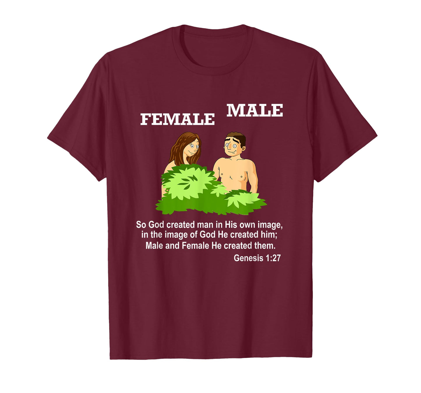 Christian Bible Verse Genesis 1 27 God Created Male Female T-Shirt