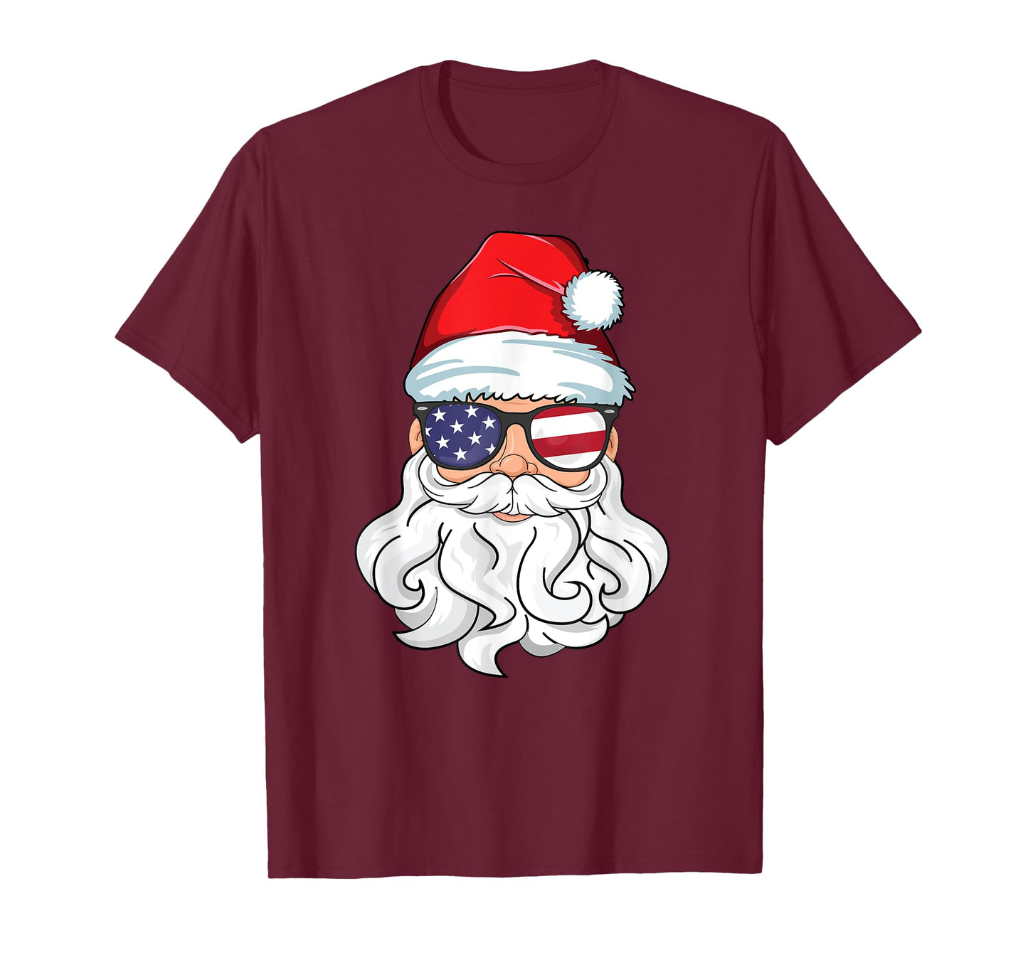 Santa Claus Patriotic USA Sunglasses Kids Christmas in July T-Shirt