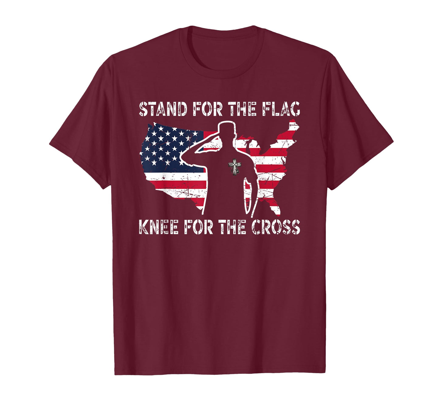 Stand for Flag Kneel for Cross Patriotic Faith Design T-Shirt