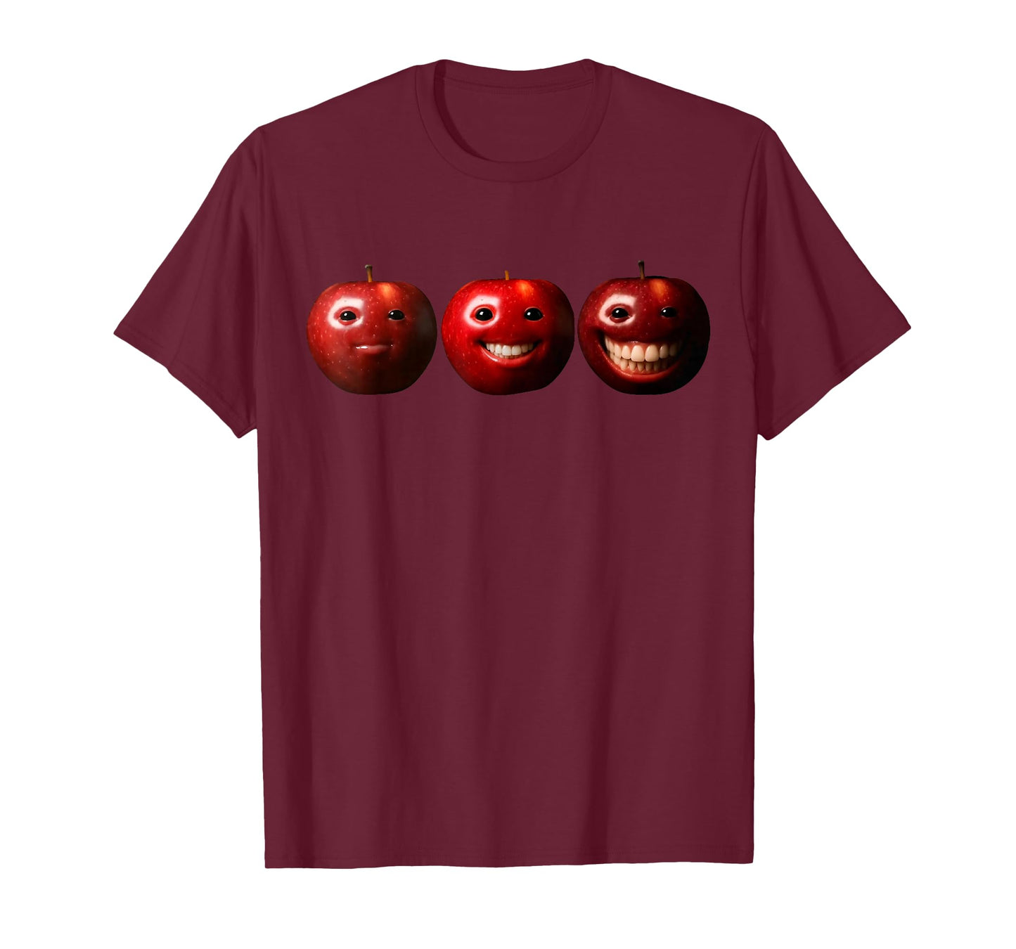Funny Silly AI Apple gen z Meme BrainRot Humor Smiling Fruit T-Shirt