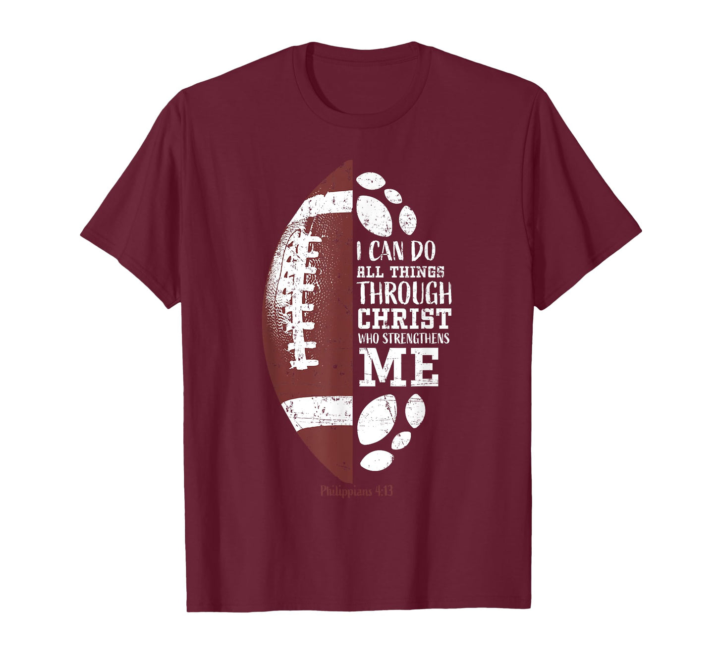 Christian Football Philippians 4:13 Religious Verse Faith T-Shirt