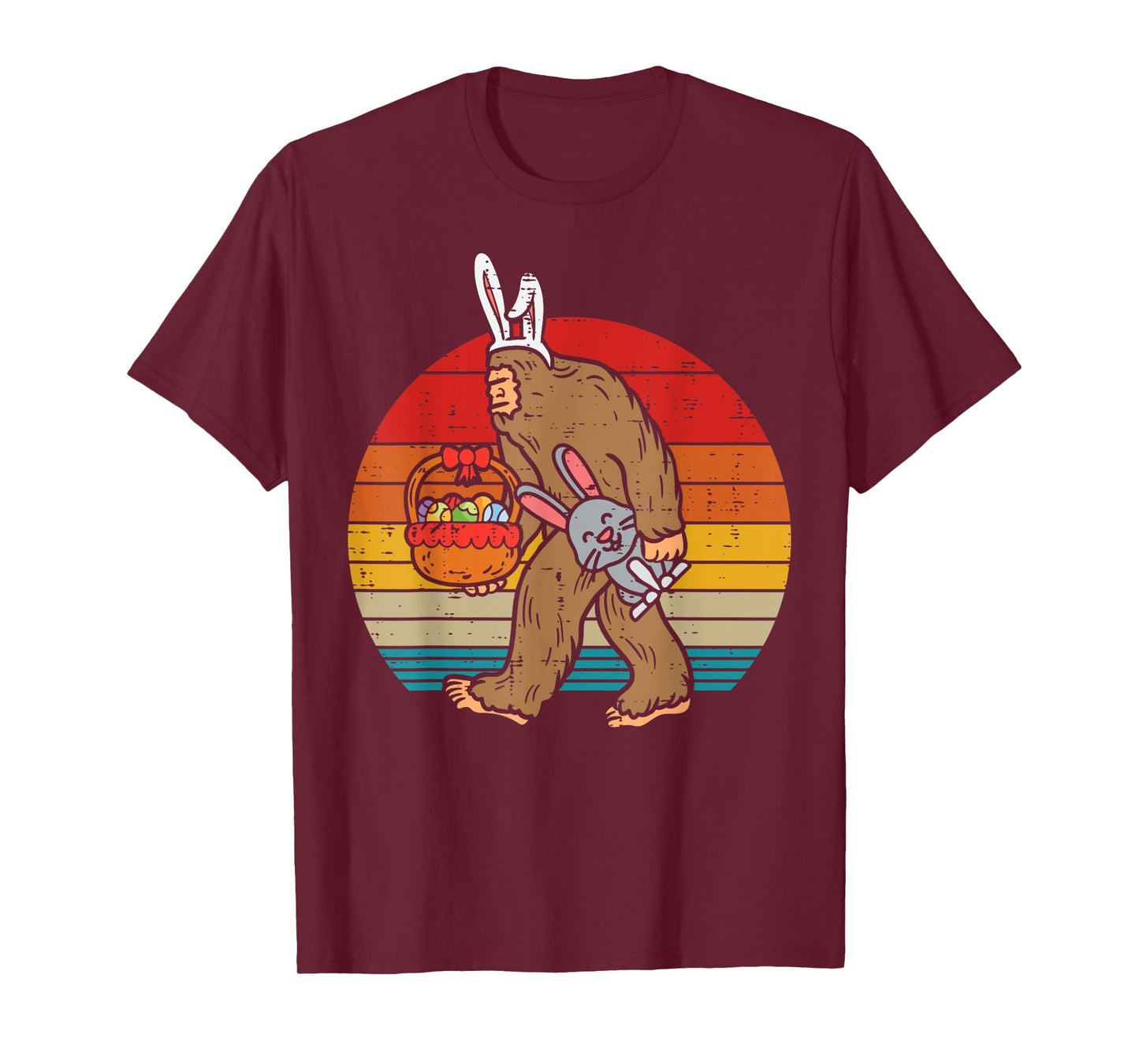 Bigfoot Easter Bunny Eggs Retro Sasquatch Men Women Kids T-Shirt