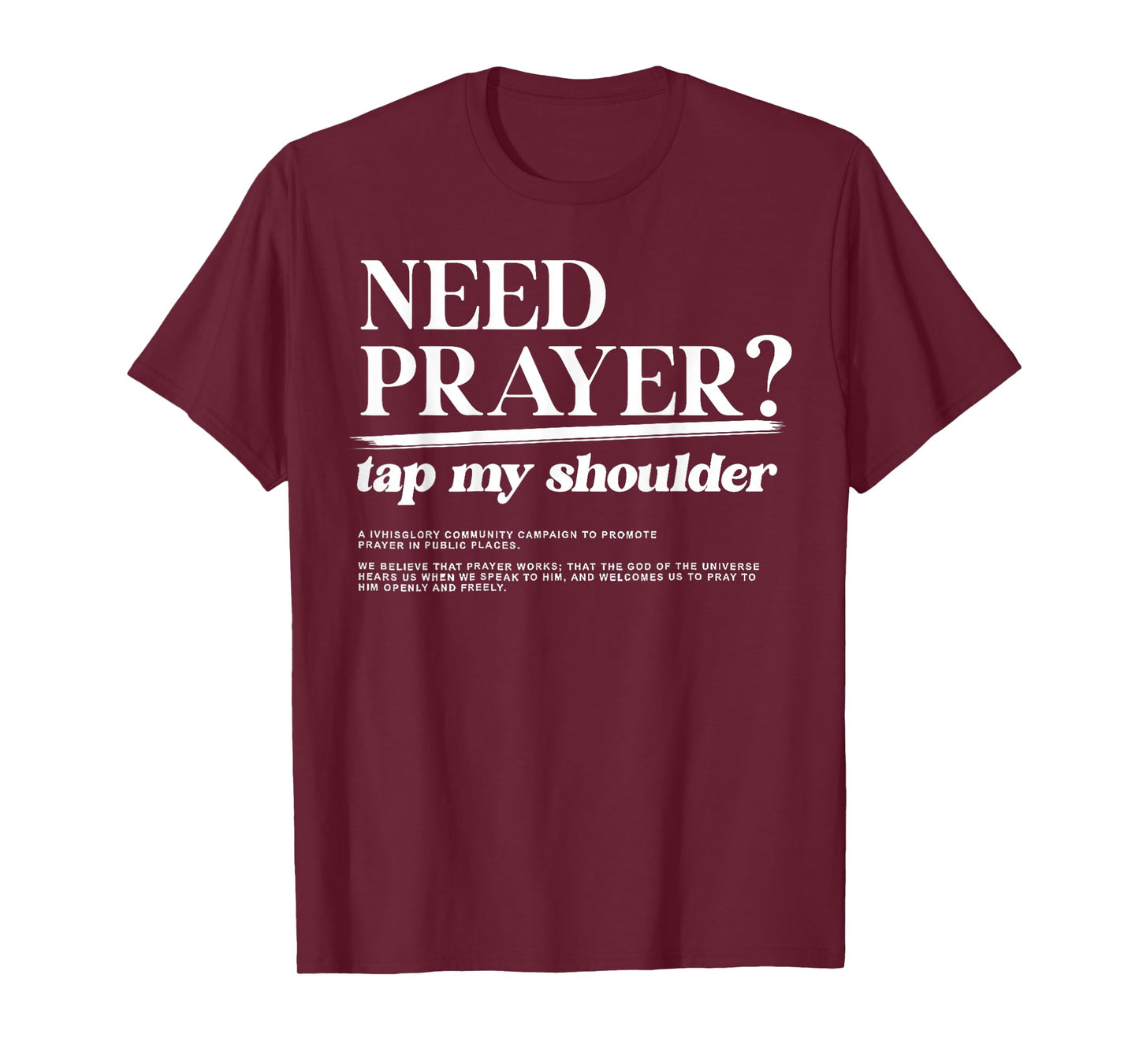 Need Prayer Tap My Shoulder Christian Men Women Motivation T-Shirt
