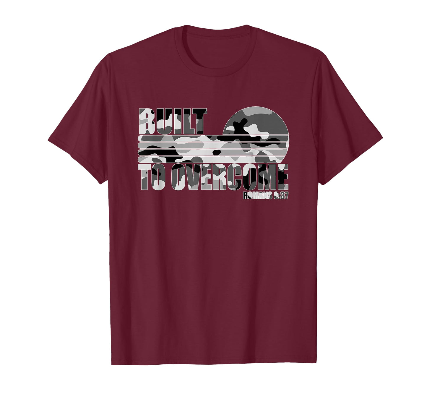 Built to Overcome Camo Faith Scripture Workout Gym Christian T-Shirt