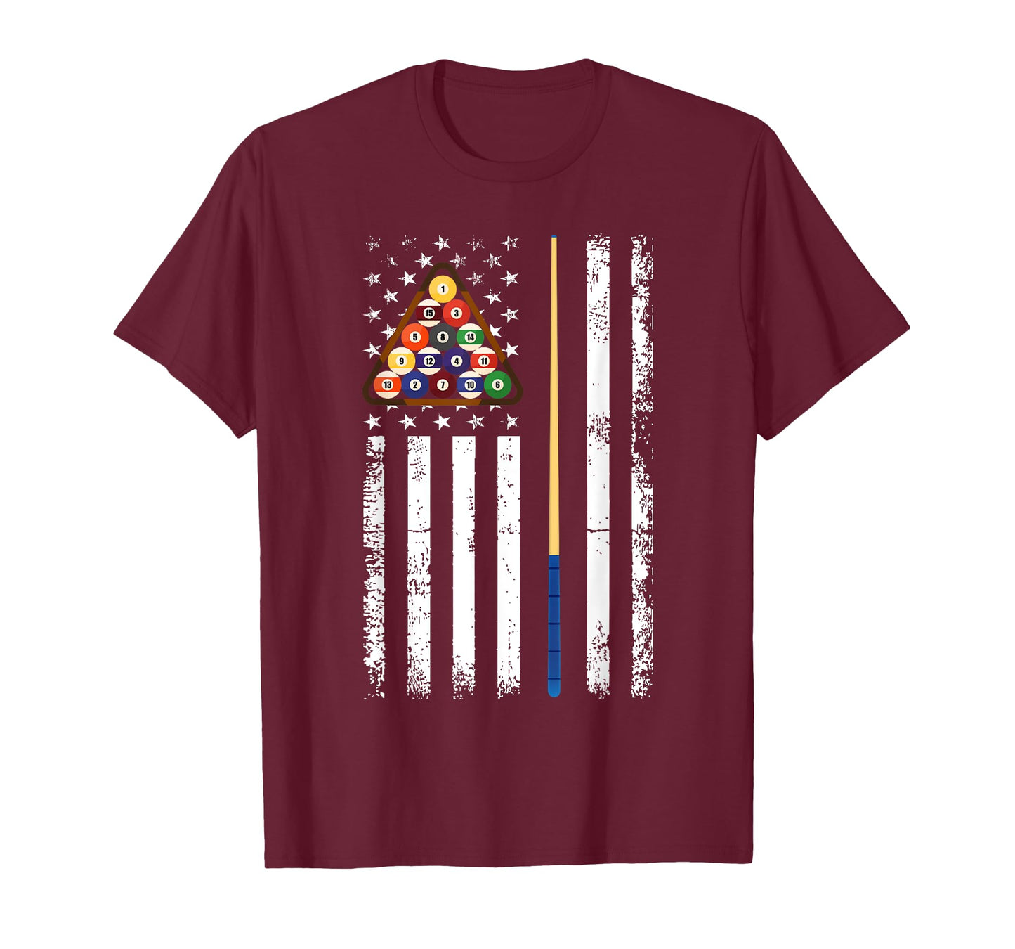 Men American Flag Billiards Vintage Pool Player 4th of july T-Shirt