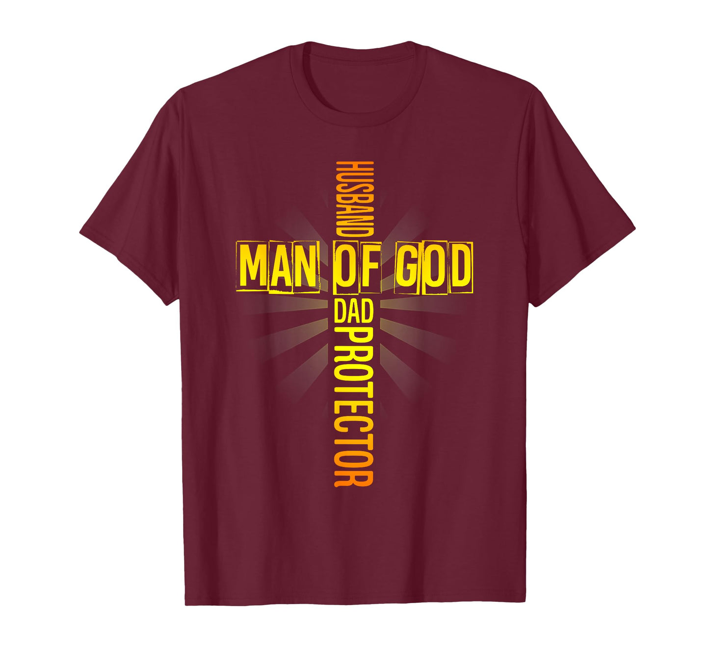 Mens Man Of God Husband Dad Protector Fathers Day Religious Cross T-Shirt