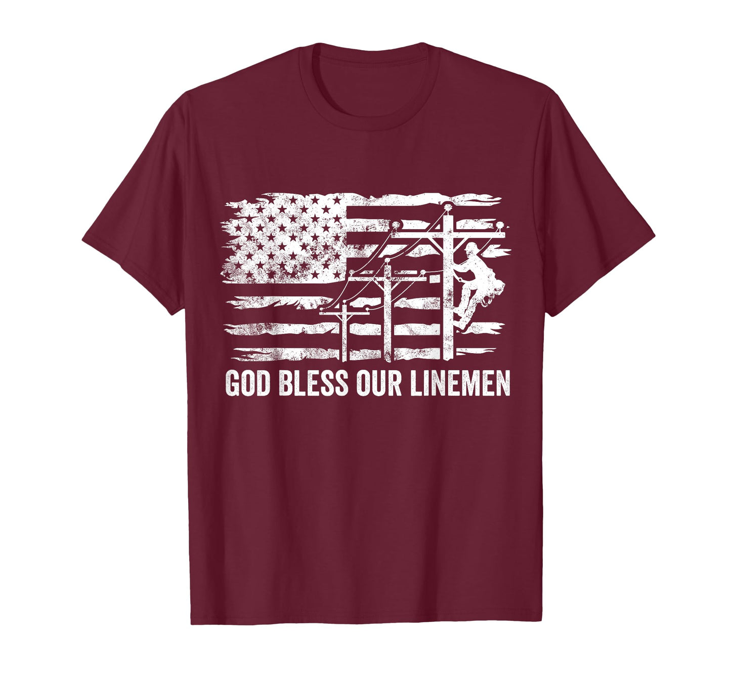 God Bless Our Linemen American Flag Proud Lineman Wife T-Shirt