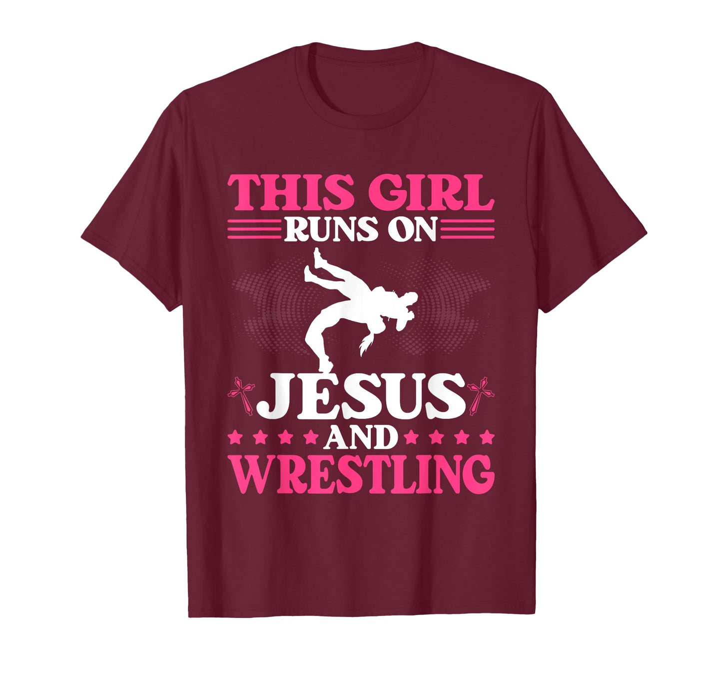 This Girl Runs On Jesus And Wrestling T-Shirt