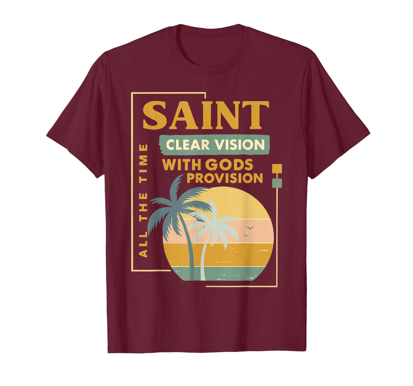 Saint Retro Palm Christian Faith Sunset Graphic T-Shirt