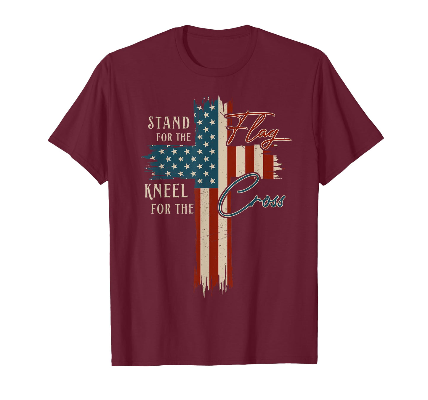 Christian Cross USA Flag 4th of July Religious Patriotic T-Shirt
