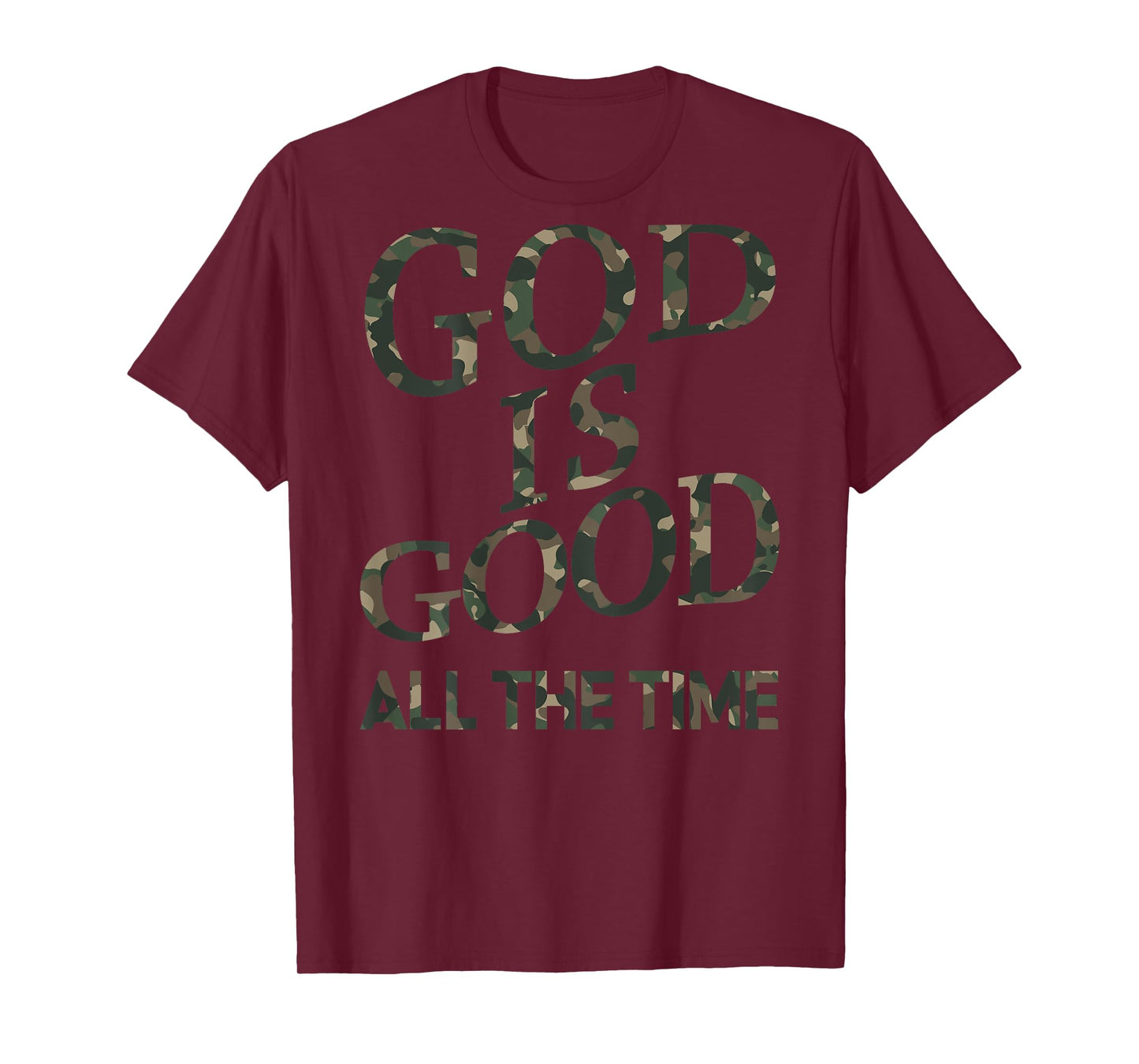 Camo God Is Good White Christian Jesus Men Youth Son Brother T-Shirt