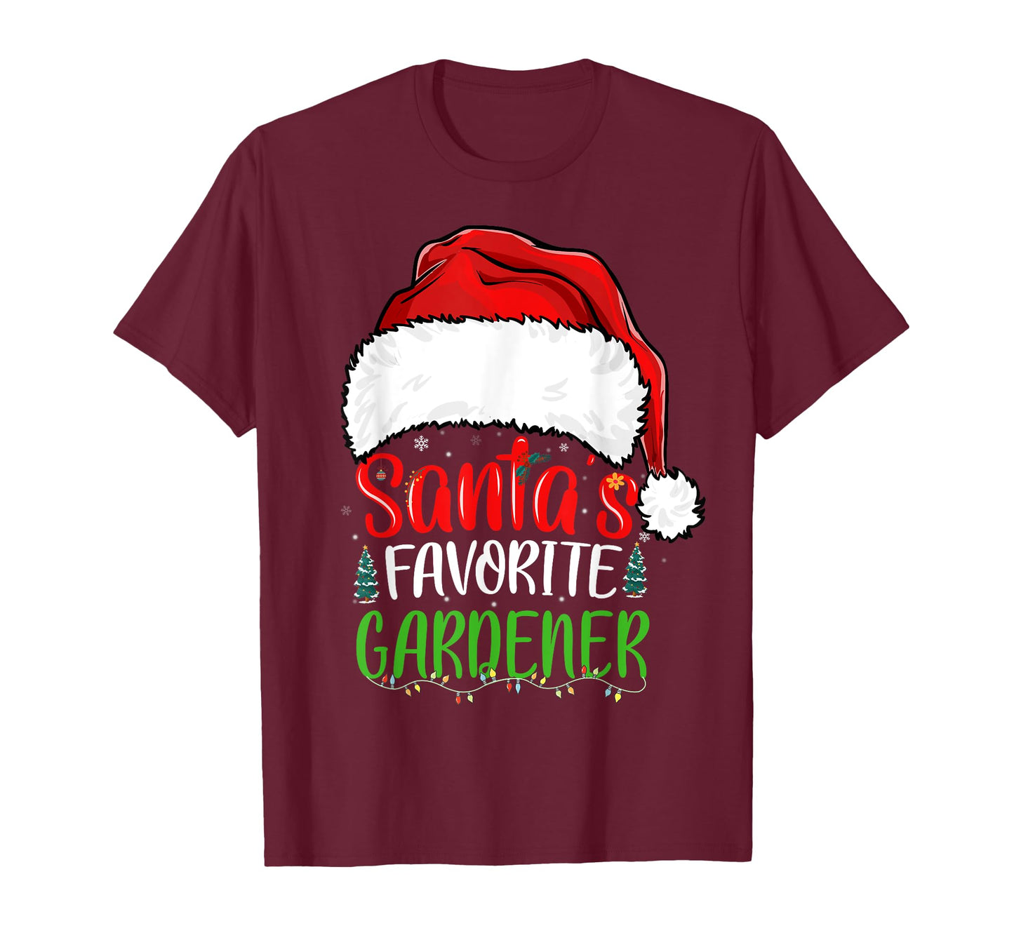Santa's Favorite Gardener Funny Christmas Gardening T-Shirt