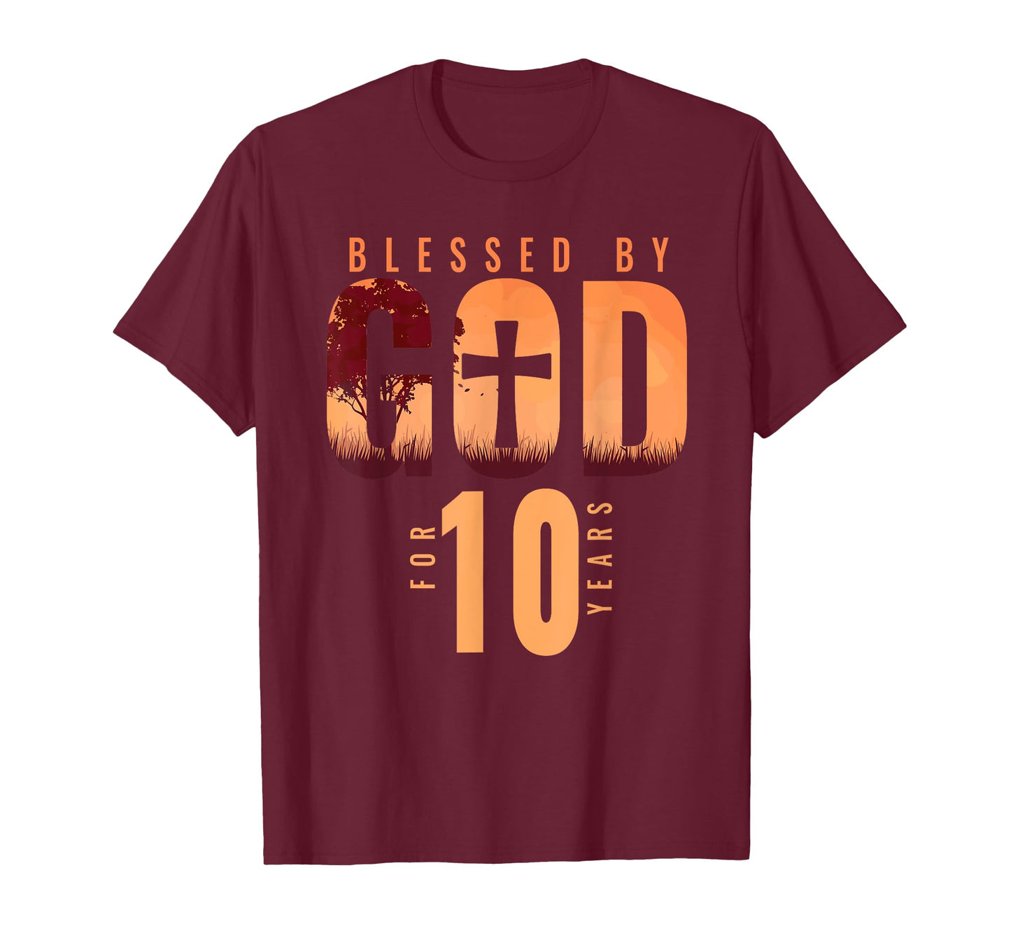 Blessed By God For 10 Years 10th Birthday Religious Theme T-Shirt