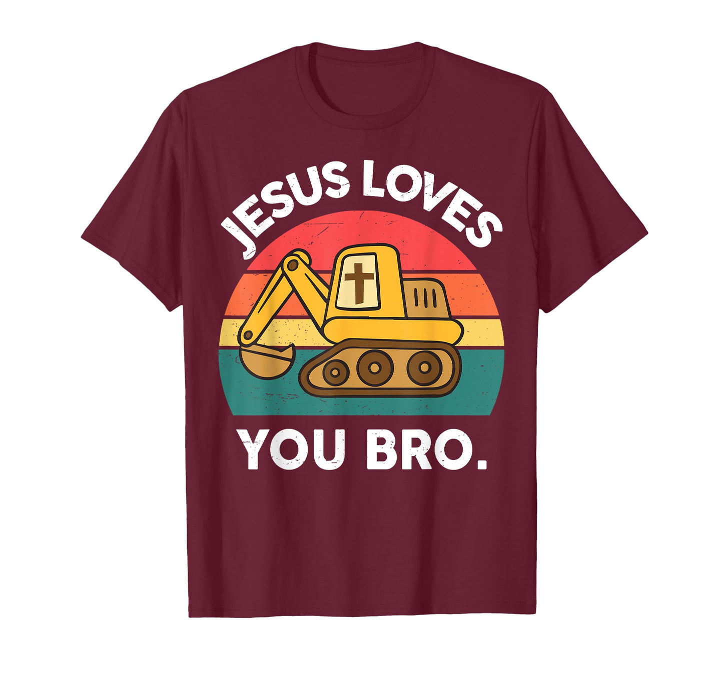 Boy Toddler Jesus Loves You Bro Funny Excavator Christian T-Shirt