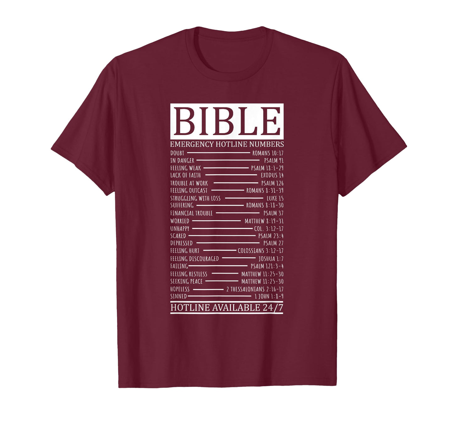 Bible Emergency Hotline Numbers | Christian T-Shirt