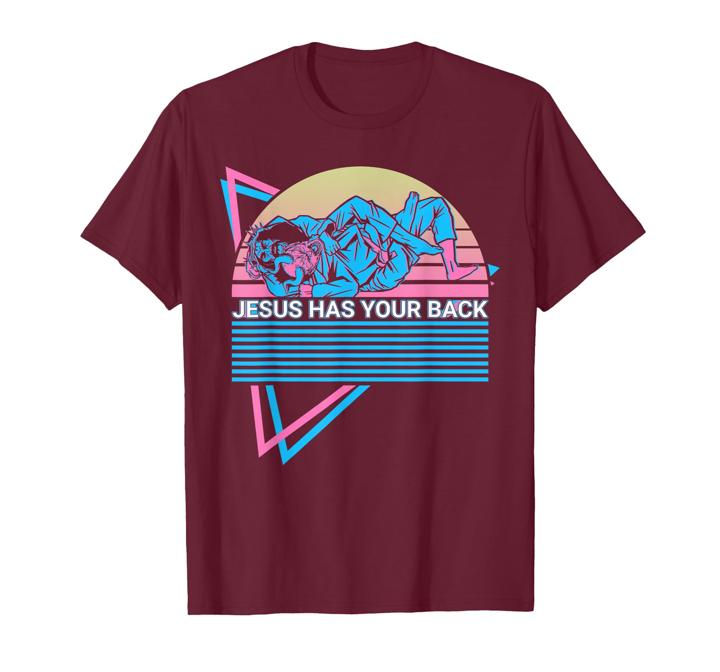 Funny Jiu Jitsu BJJ Retro Jesus Has Your Back T-Shirt