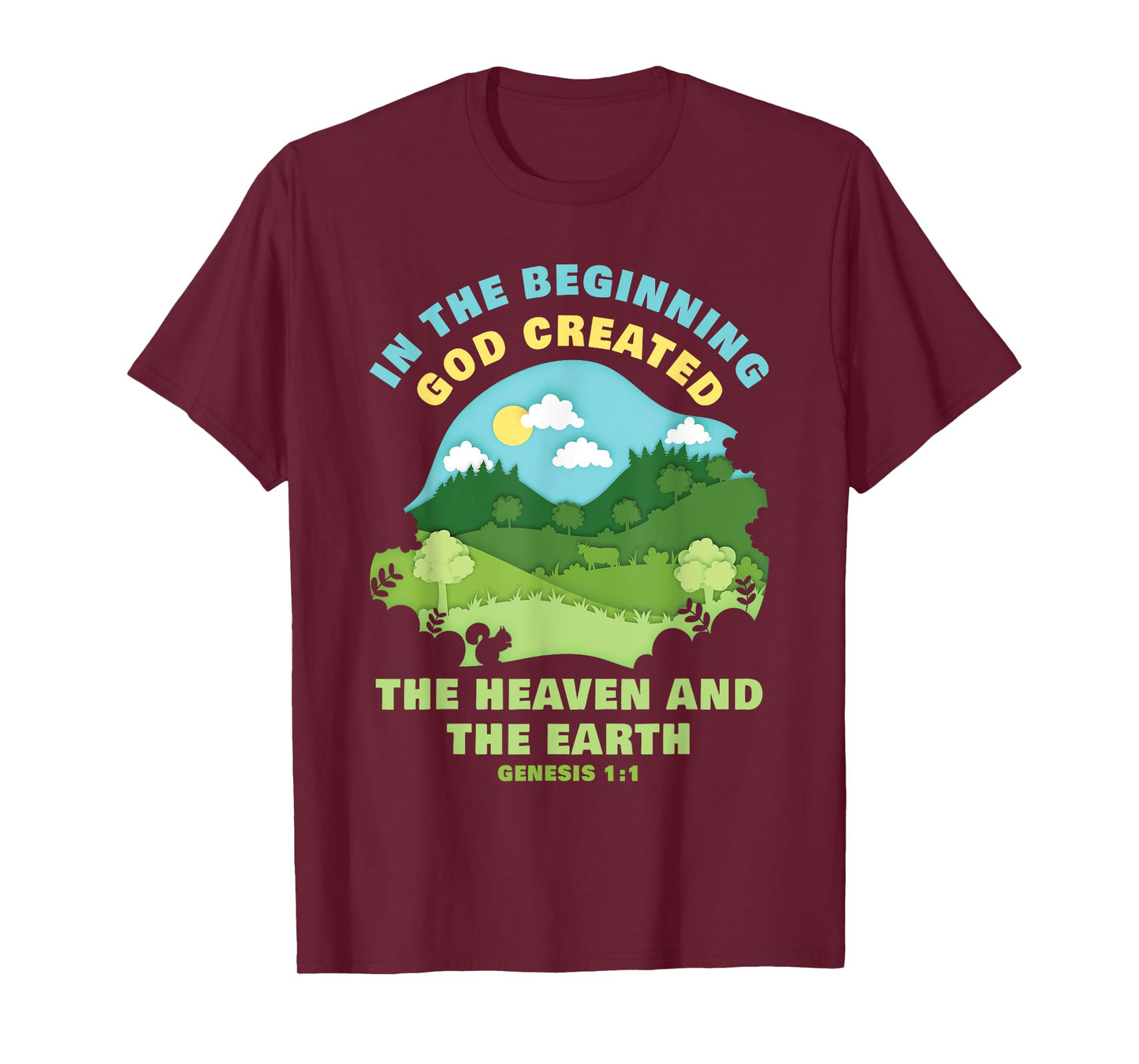 Genesis 1:1 In The Beginning GOD Created – Kids Faith Verse T-Shirt