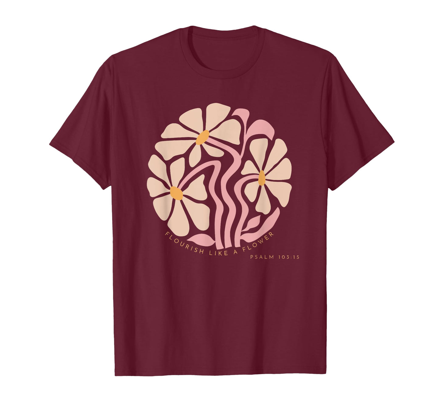 Flourish Like A Flower Retro Boho Christian Floral Womens T-Shirt
