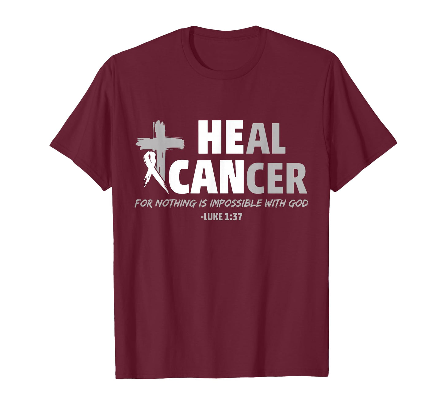 Lung Cancer Awareness White Ribbon Christian Cross T-Shirt