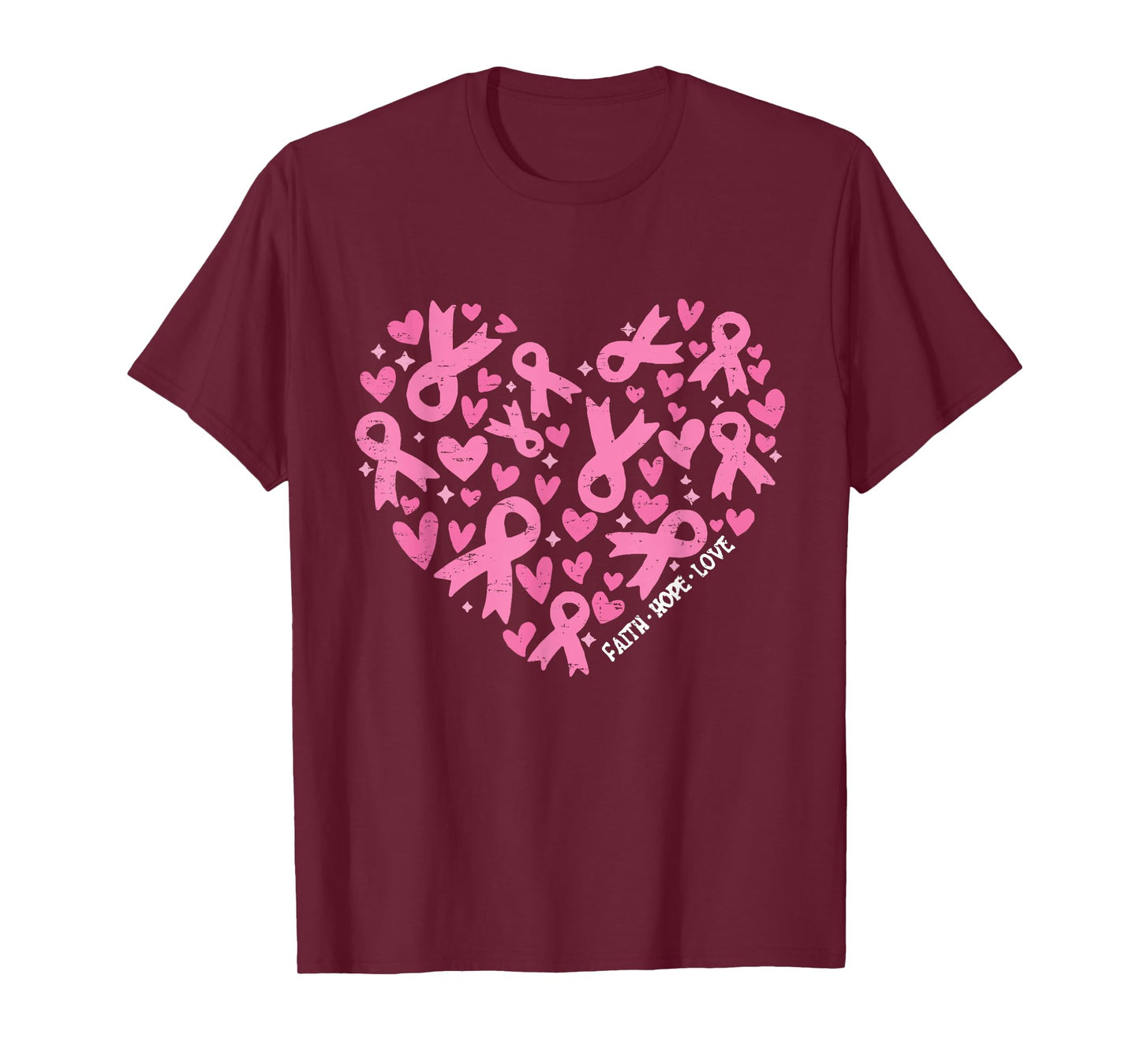 Faith Hope Love Breast Cancer Awareness Pink Ribbon Warrior T-Shirt