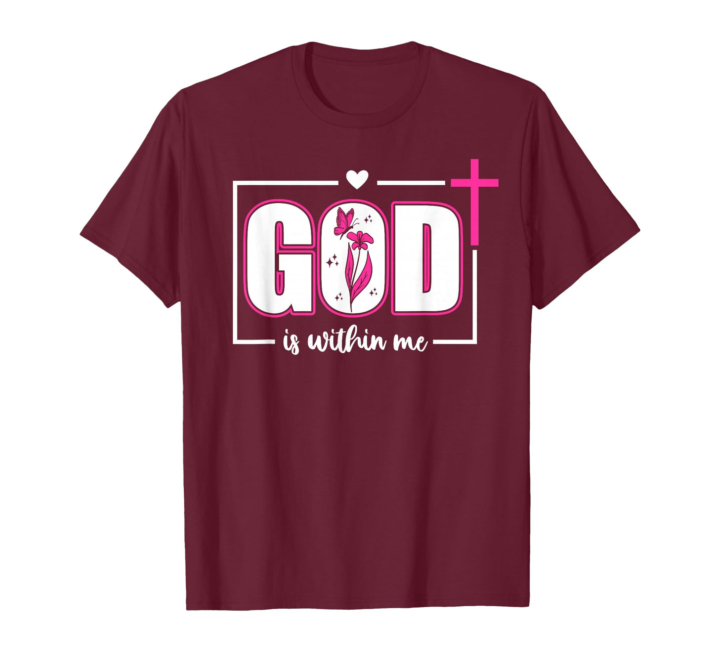 God is Within Me Will I Not Fall Psalm 46:5 Bible Verse Pink T-Shirt