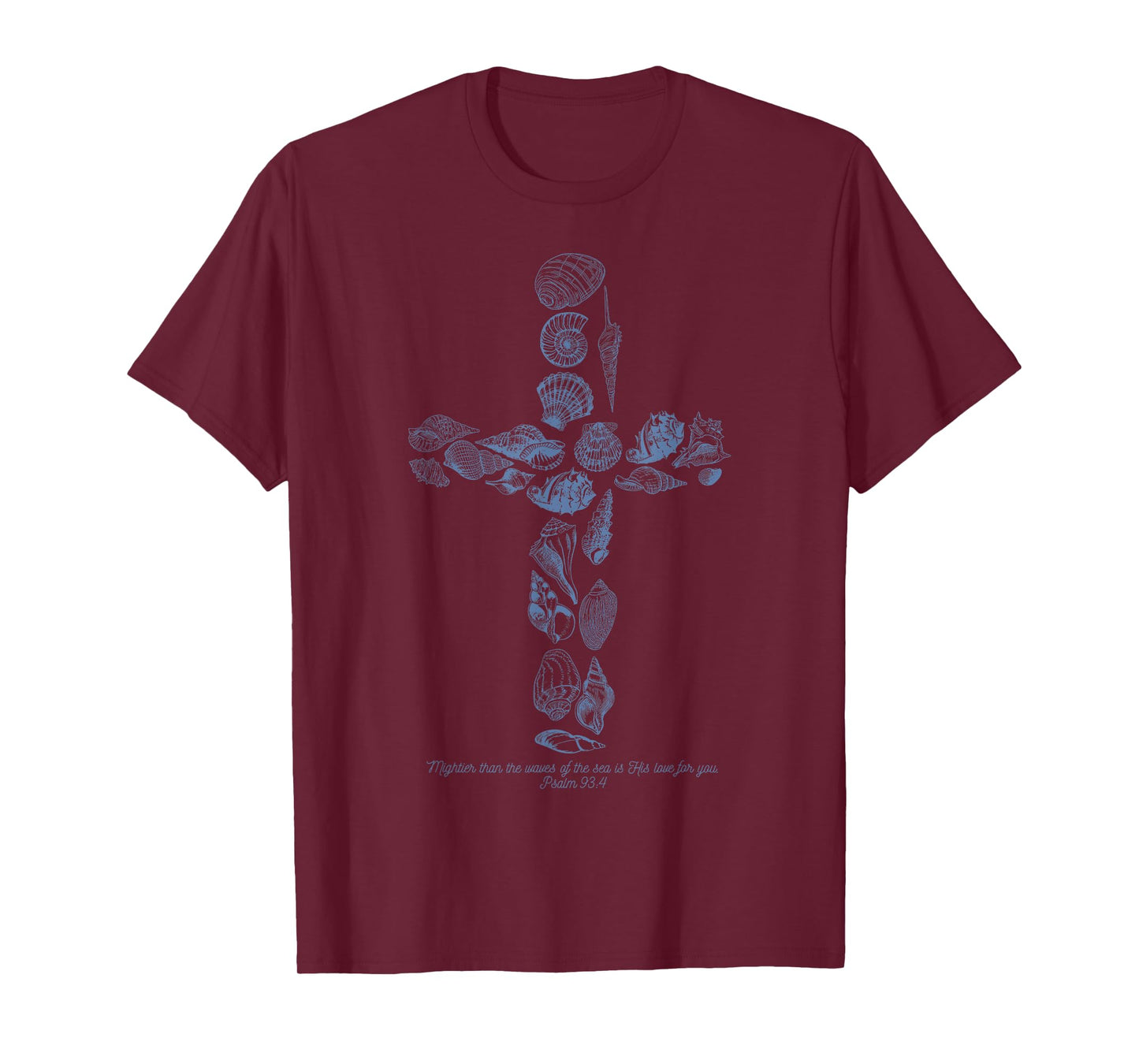 Beachy Ocean Seashell Ocean Beach Faith Cross Christian T-Shirt for Men Women