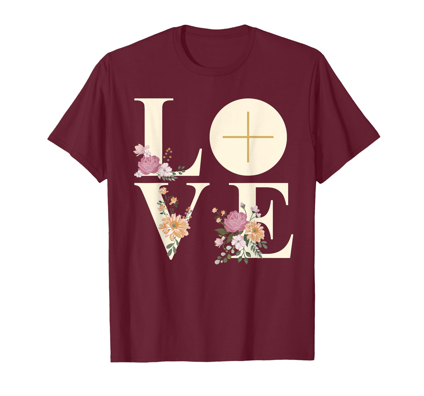 Love Cross Floral Eucharist Liturgy Catholic Christian T-Shirt