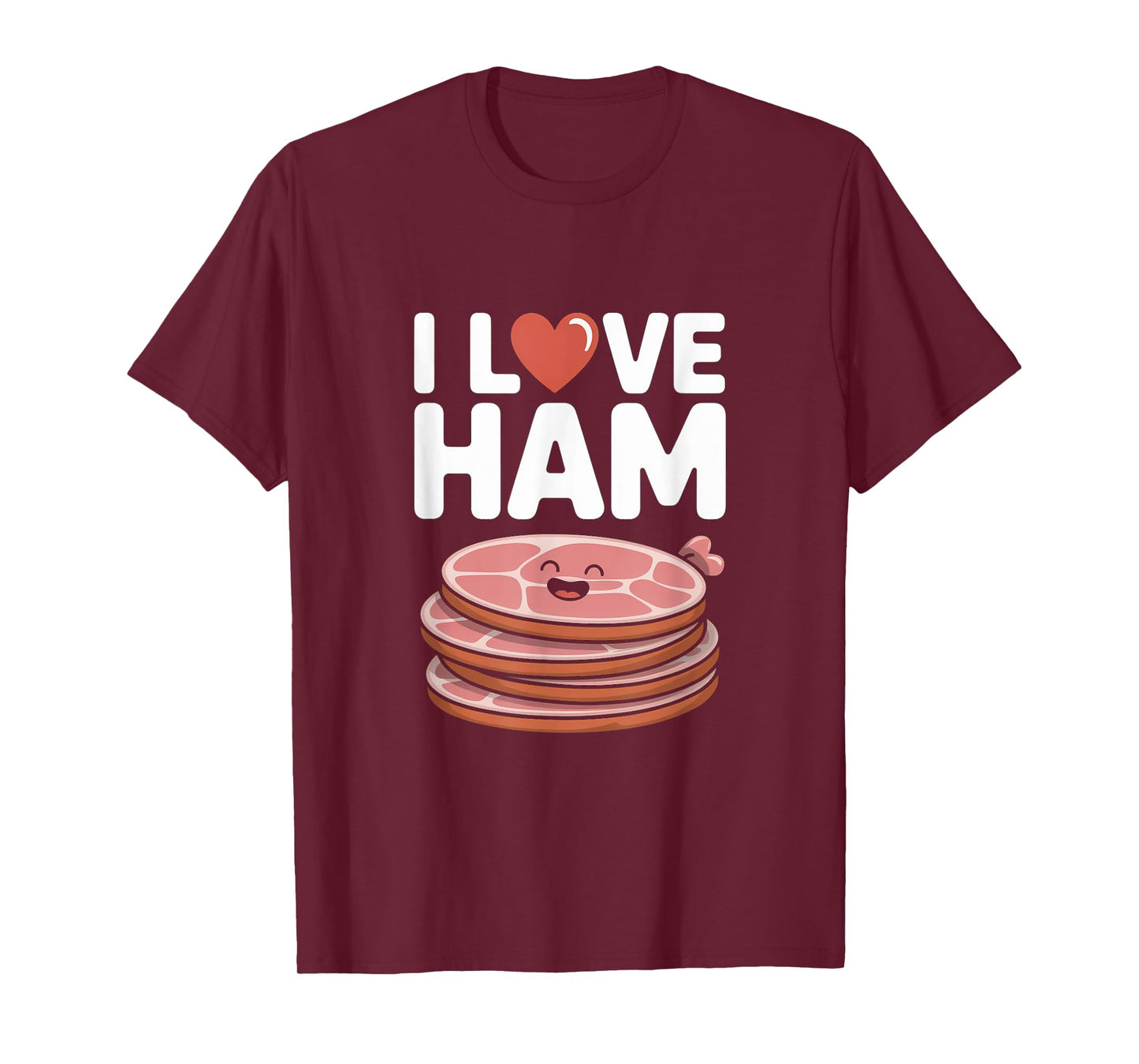 I Love Ham Cute Cartoon Ham Stack Humor T-Shirt